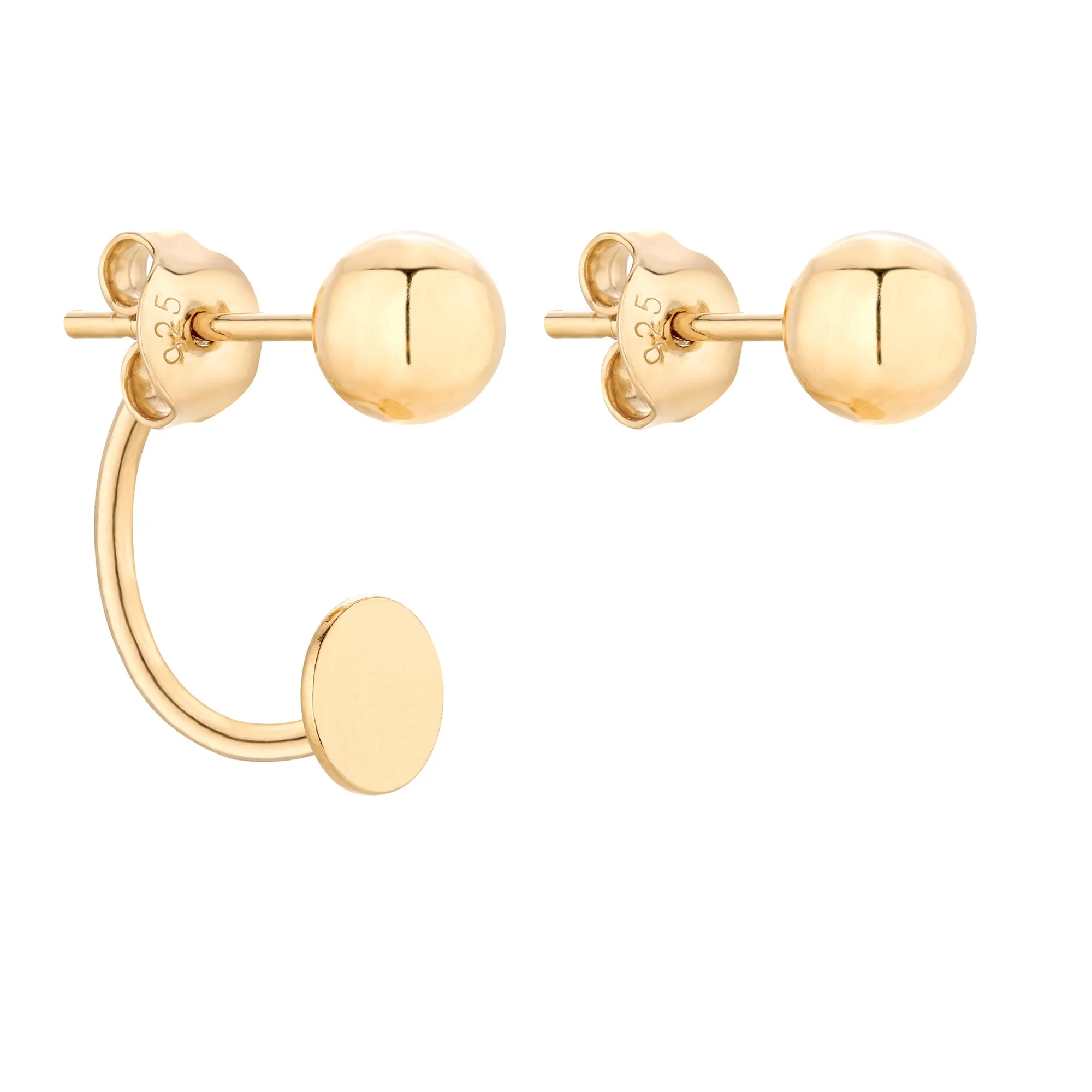 Złote asymetryczne kolczyki z kulkami