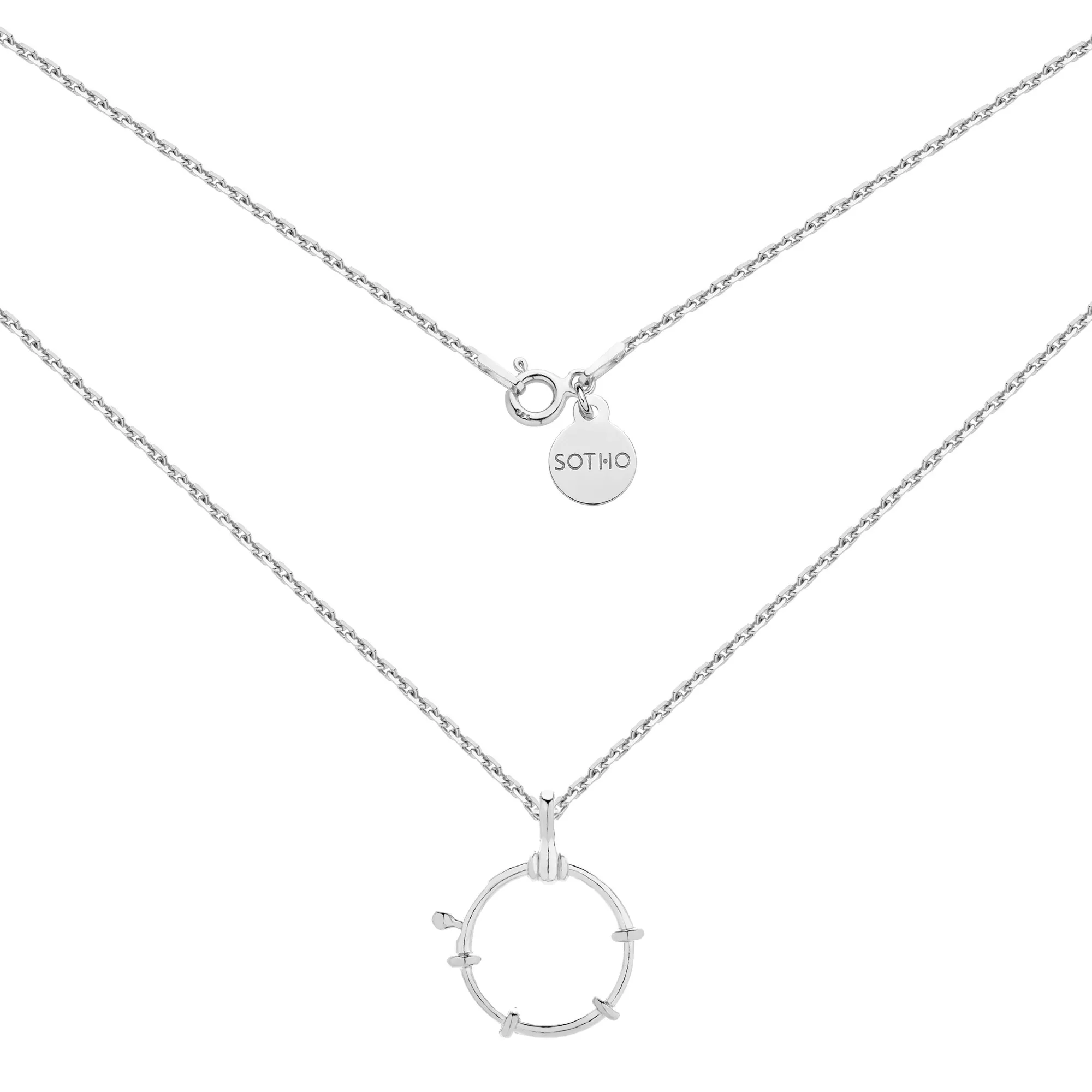 Srebrny naszyjnik z ozdobnym kółkiem : Długość - 50cm