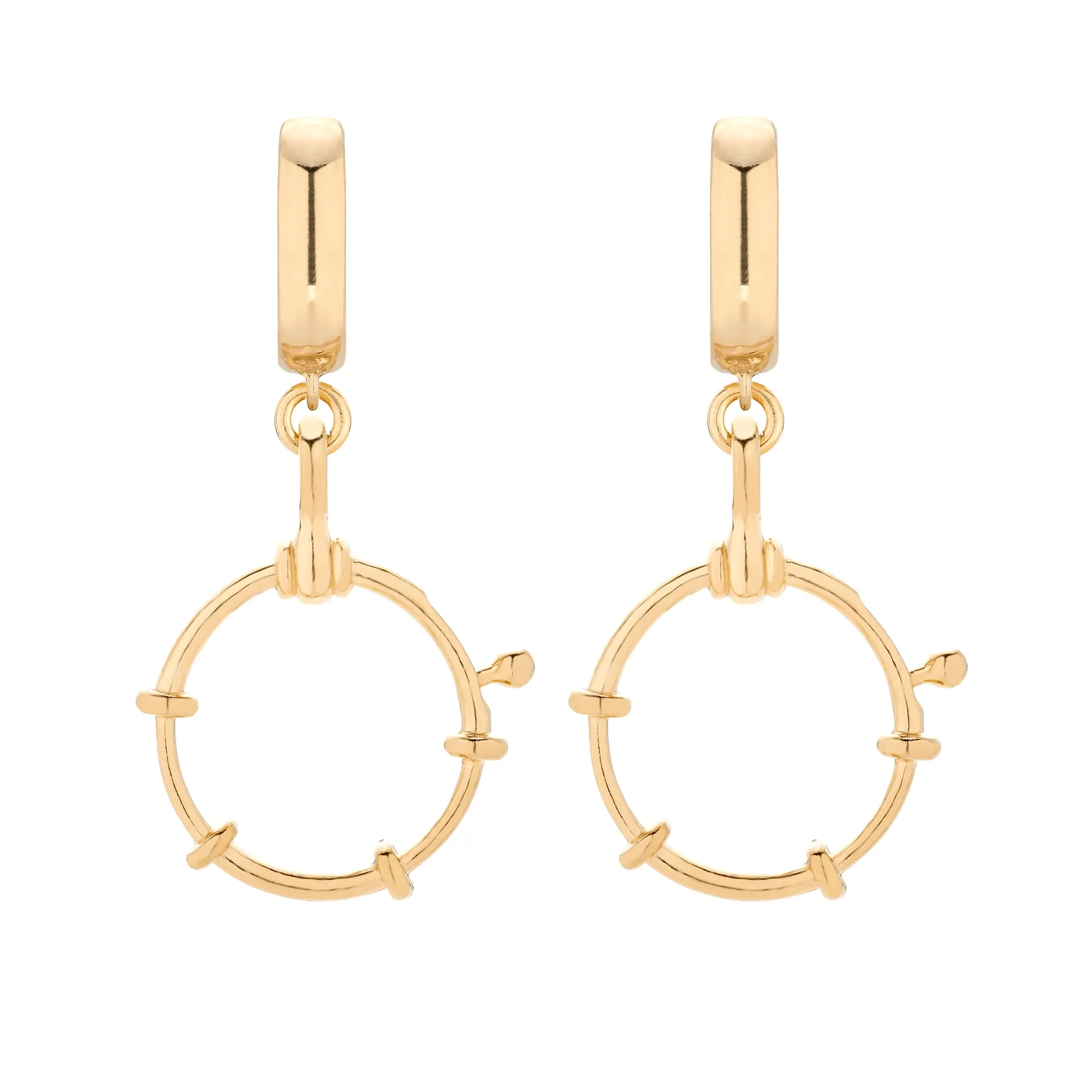 Złote kolczyki z ozdobnymi kółkami