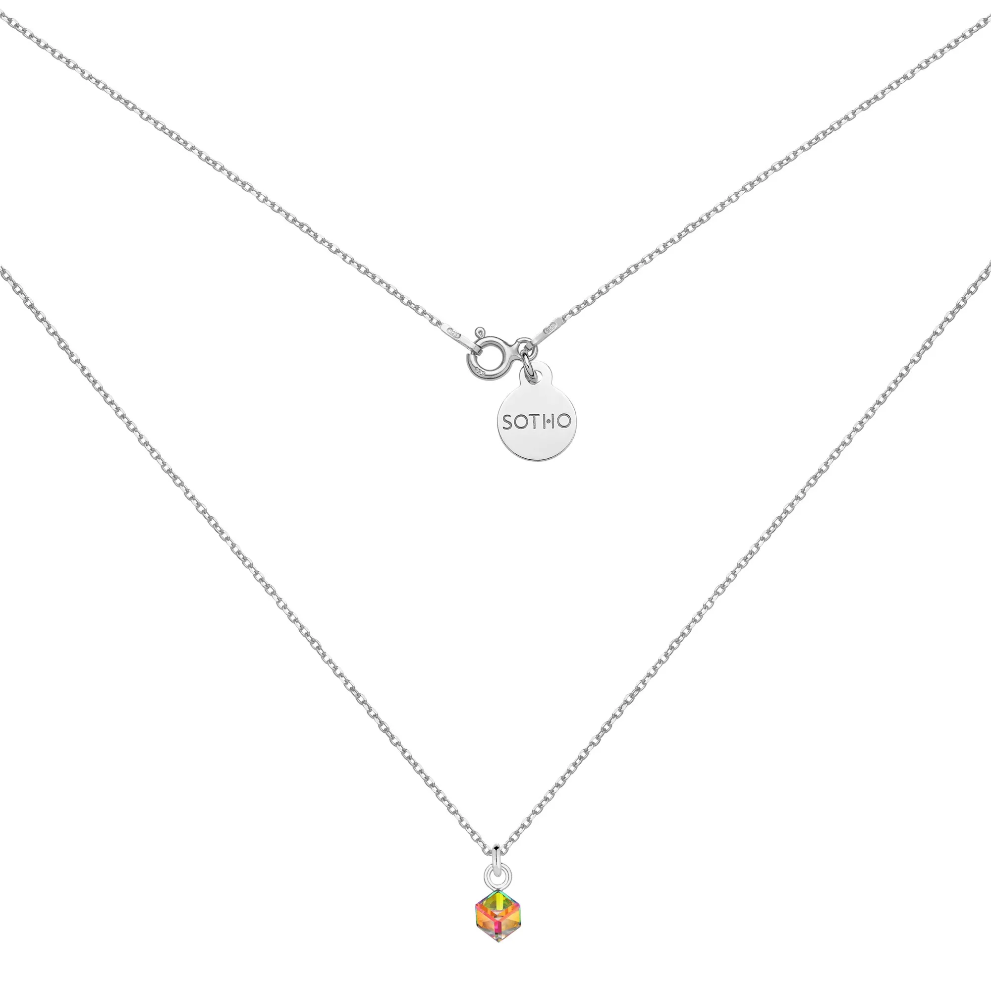 Srebrny naszyjnik z kryształkiem SWAROVSKI® CRYSTAL : Długość - 50 cm