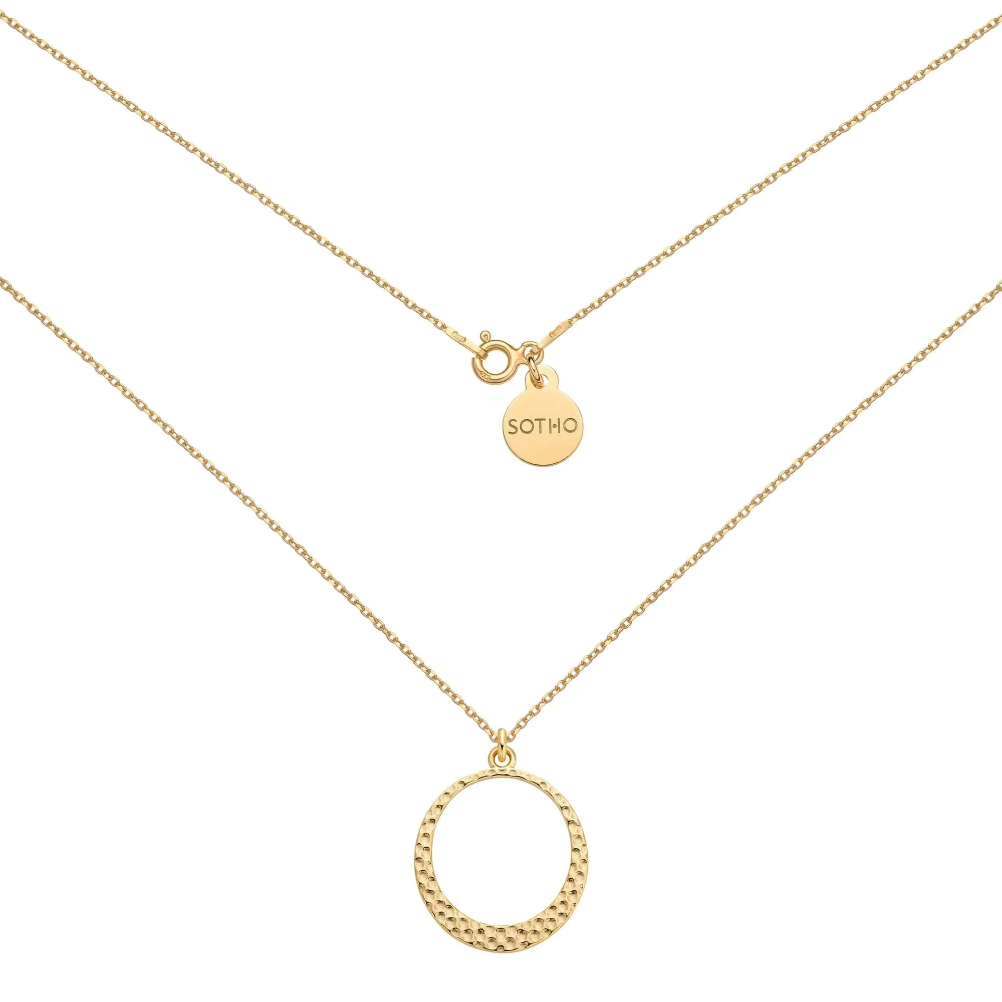 Złoty naszyjnik z młotkowaną obręczą : Długość - 45cm