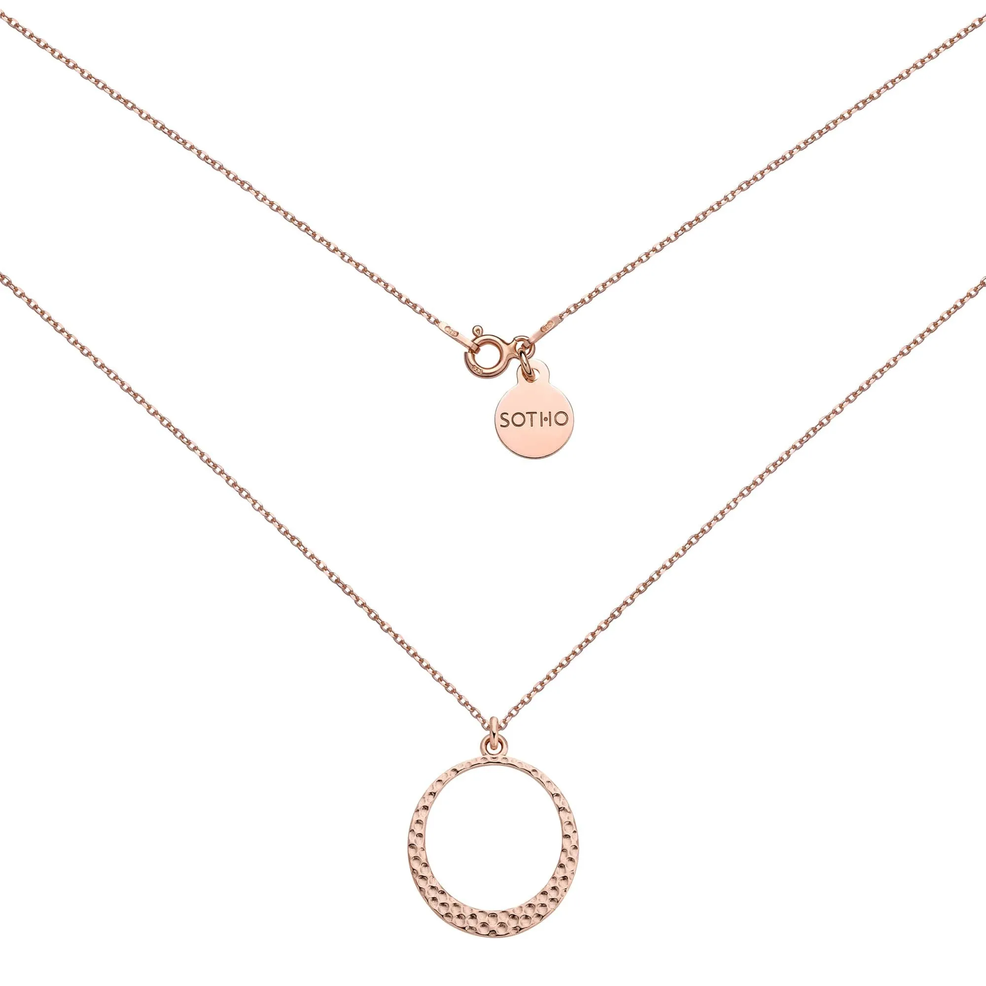 Naszyjnik z młotkowaną obręczą z różowego złota : Długość - 50cm