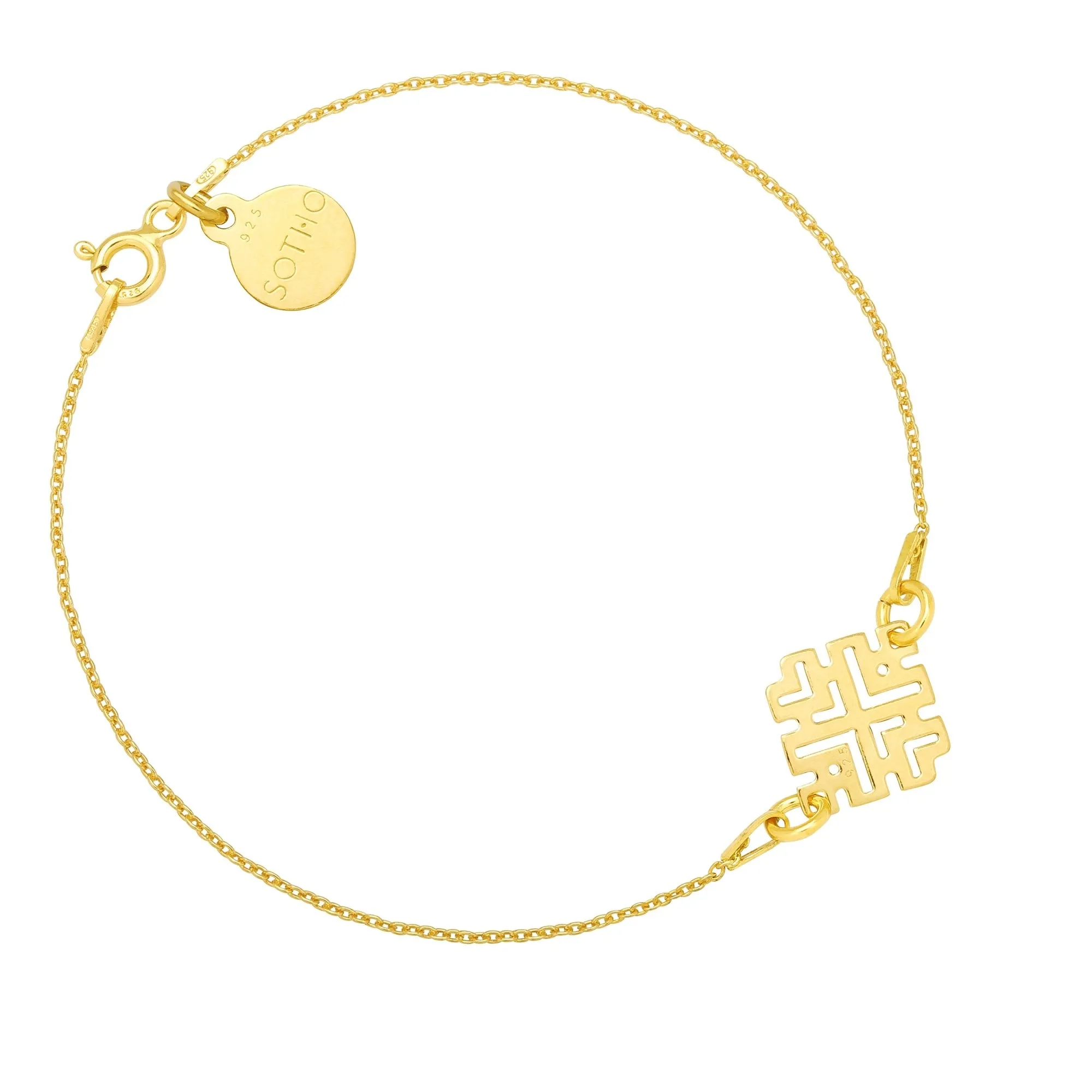 Złota bransoletka z rozetką w kształcie rombu