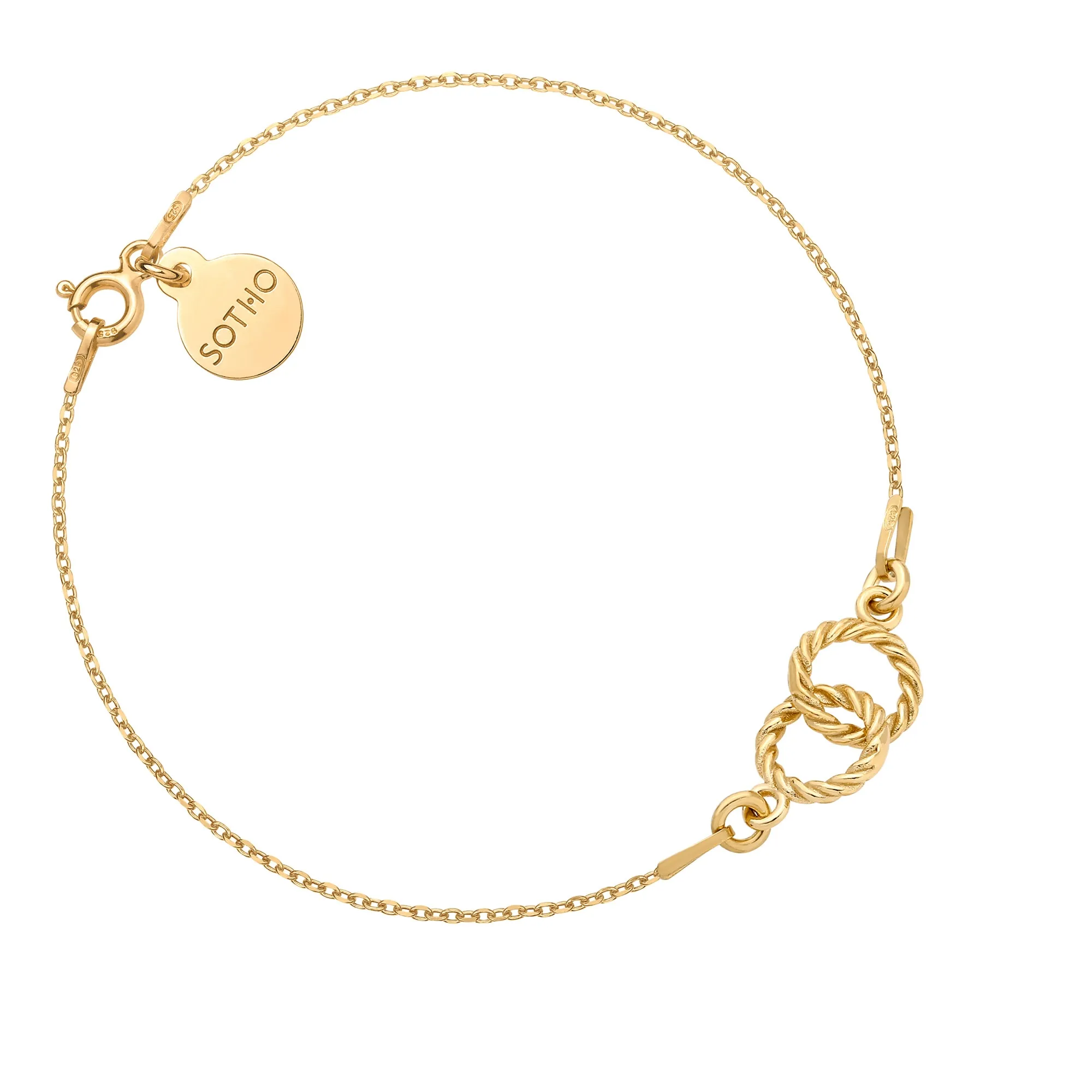 Złota bransoletka z dwoma kółeczkami