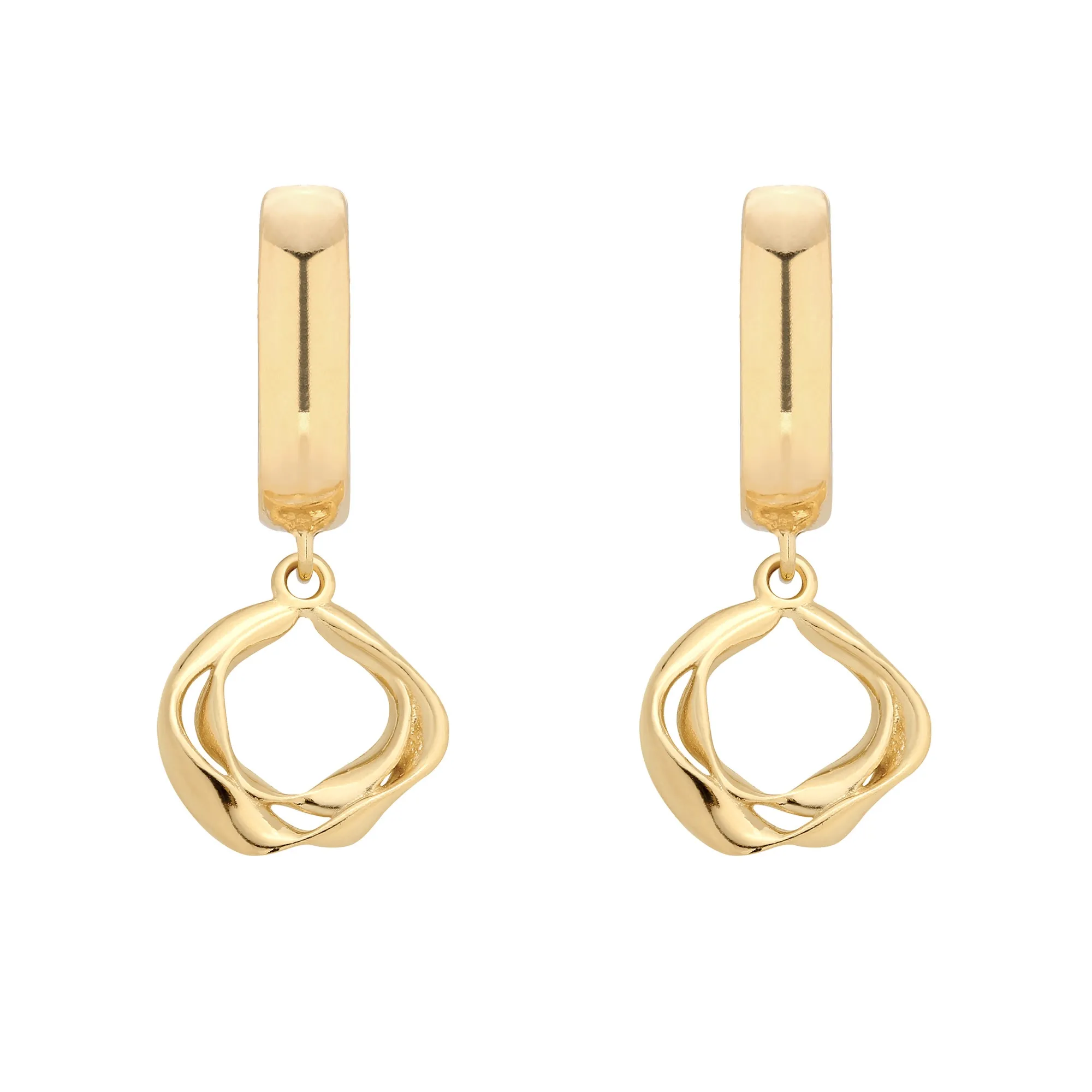 Złote kolczyki z ozdobnymi zawieszkami