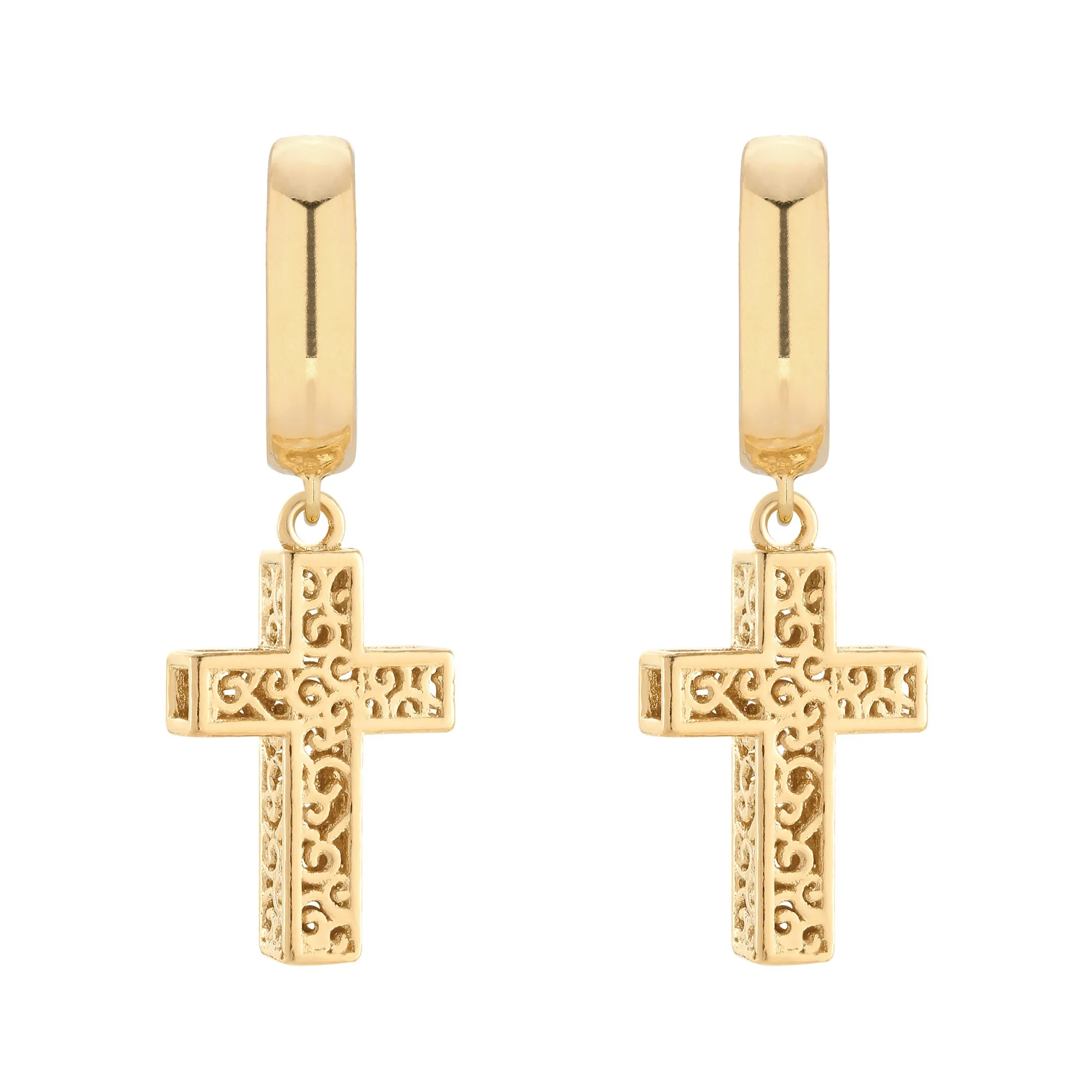 Złote kolczyki z krzyżami