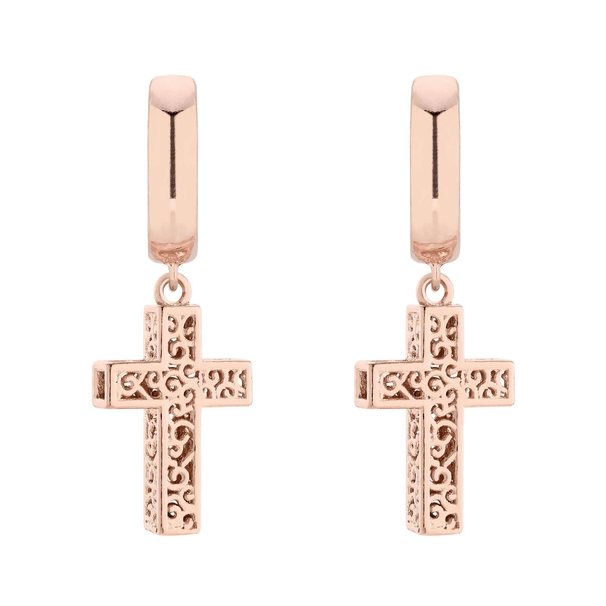 Kolczyki z różowego z krzyżami