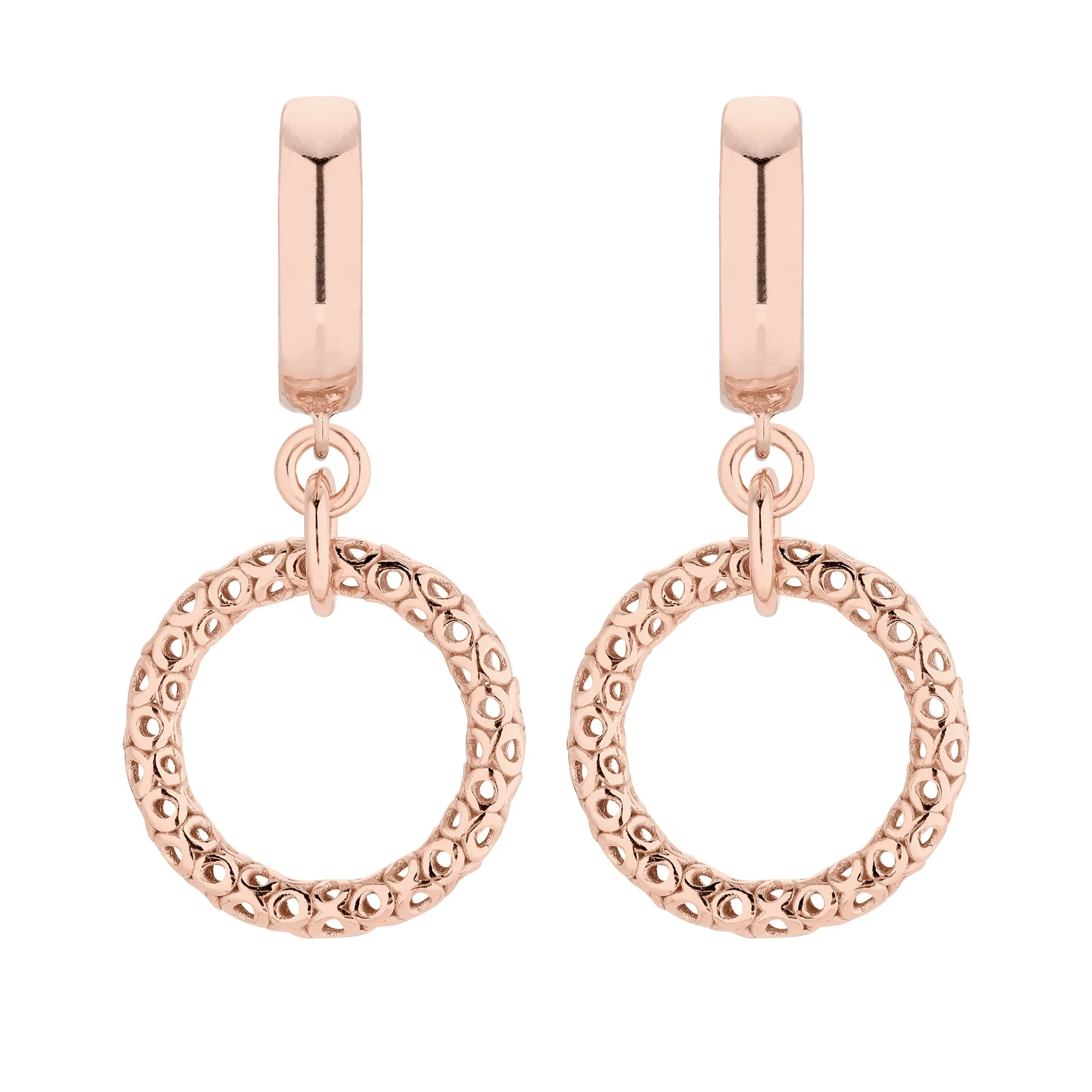 Kolczyki z różowego z obręczami