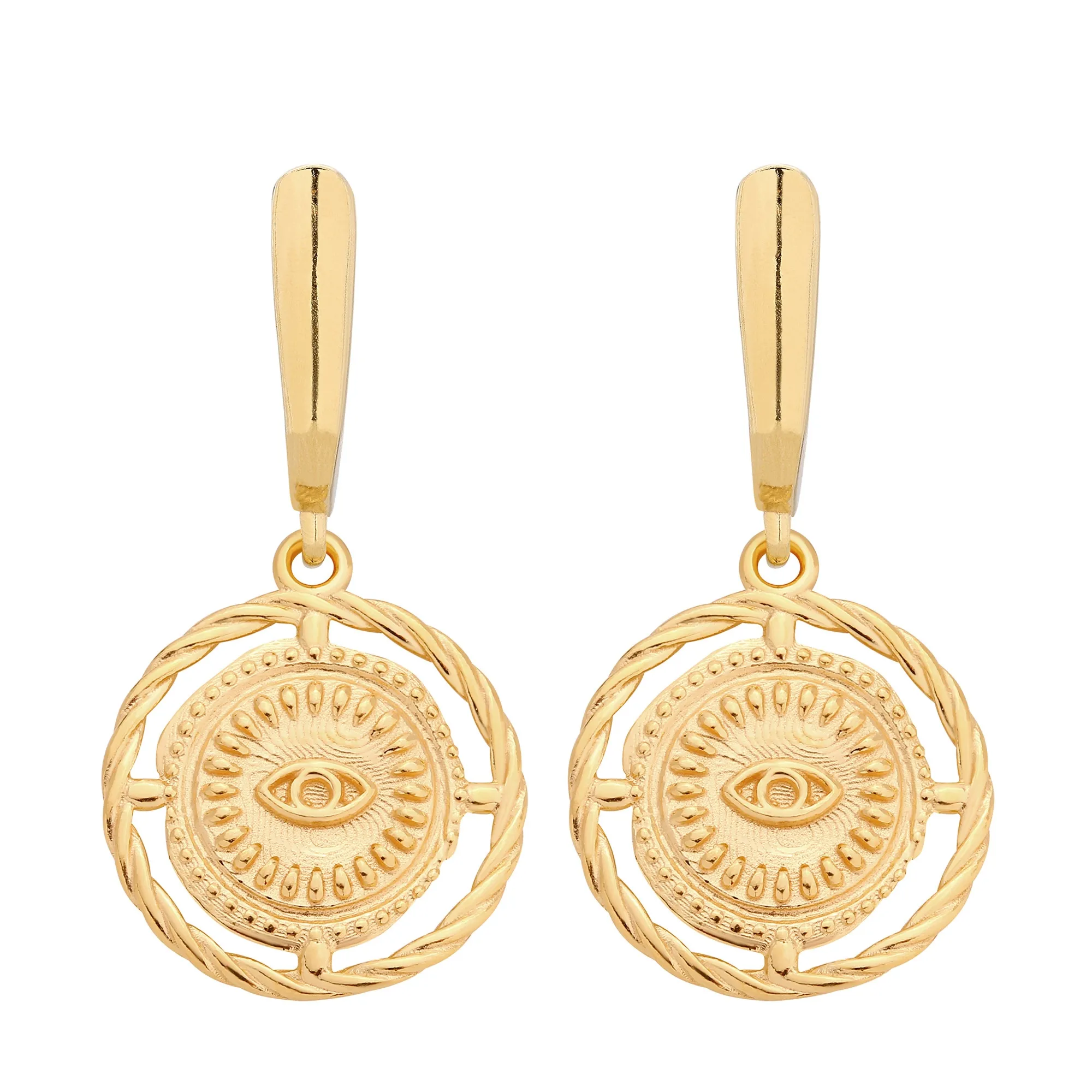 Złote kolczyki z oczami