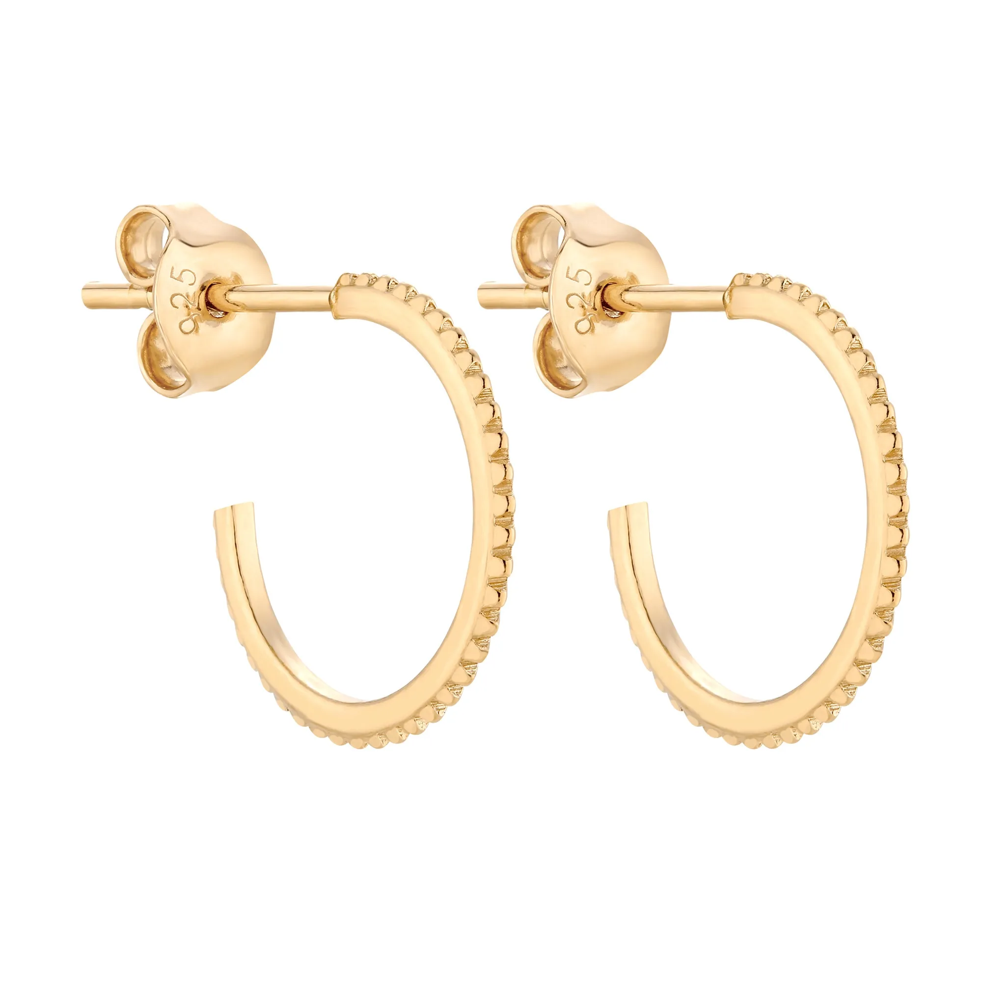 Złote zdobione kolczyki półkola