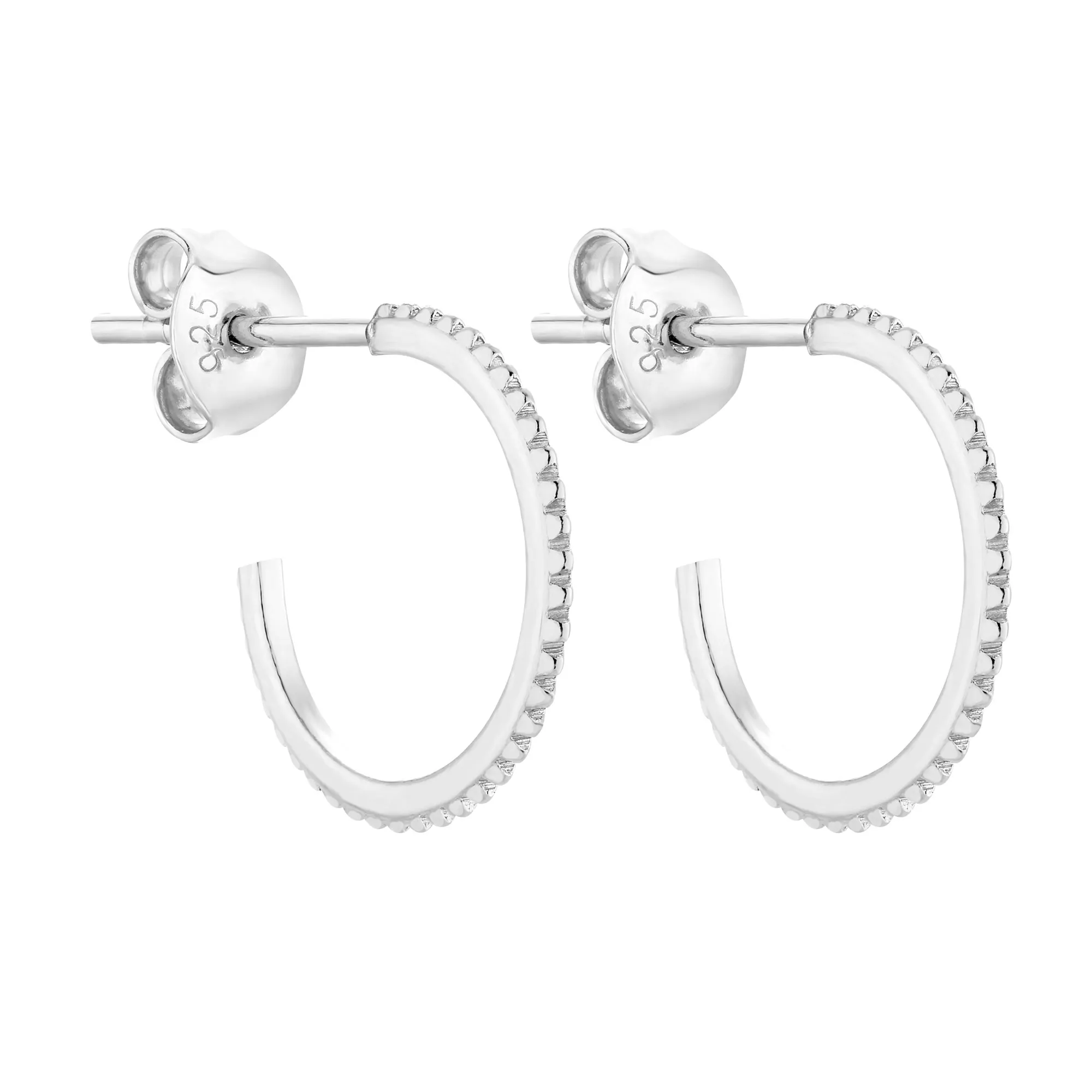 Srebrne zdobione kolczyki półkola