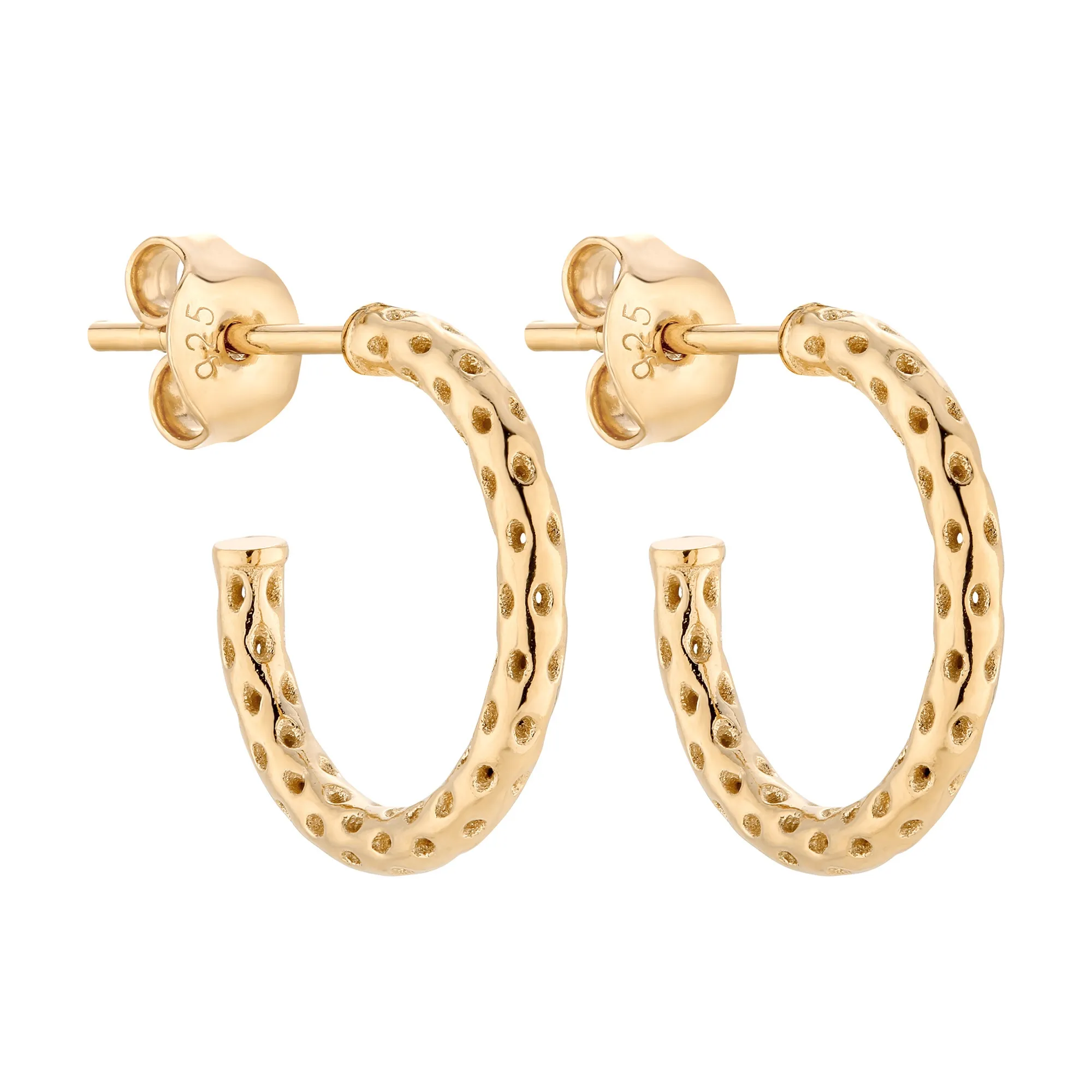 Złote ażurowe kolczyki półkola