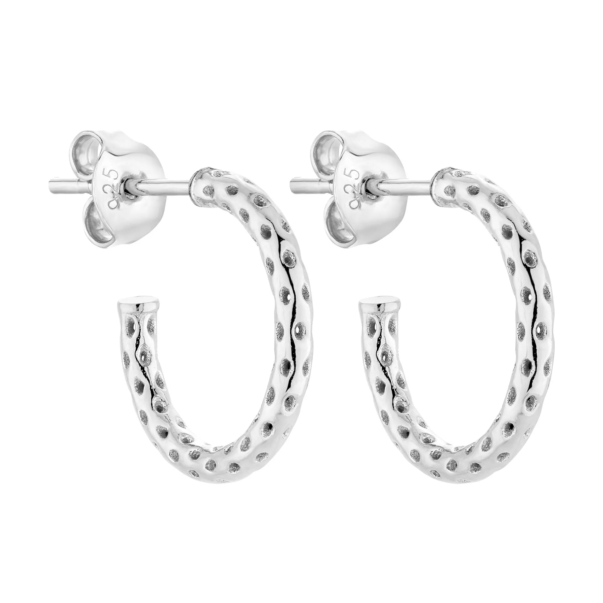 Srebrne ażurowe kolczyki półkola