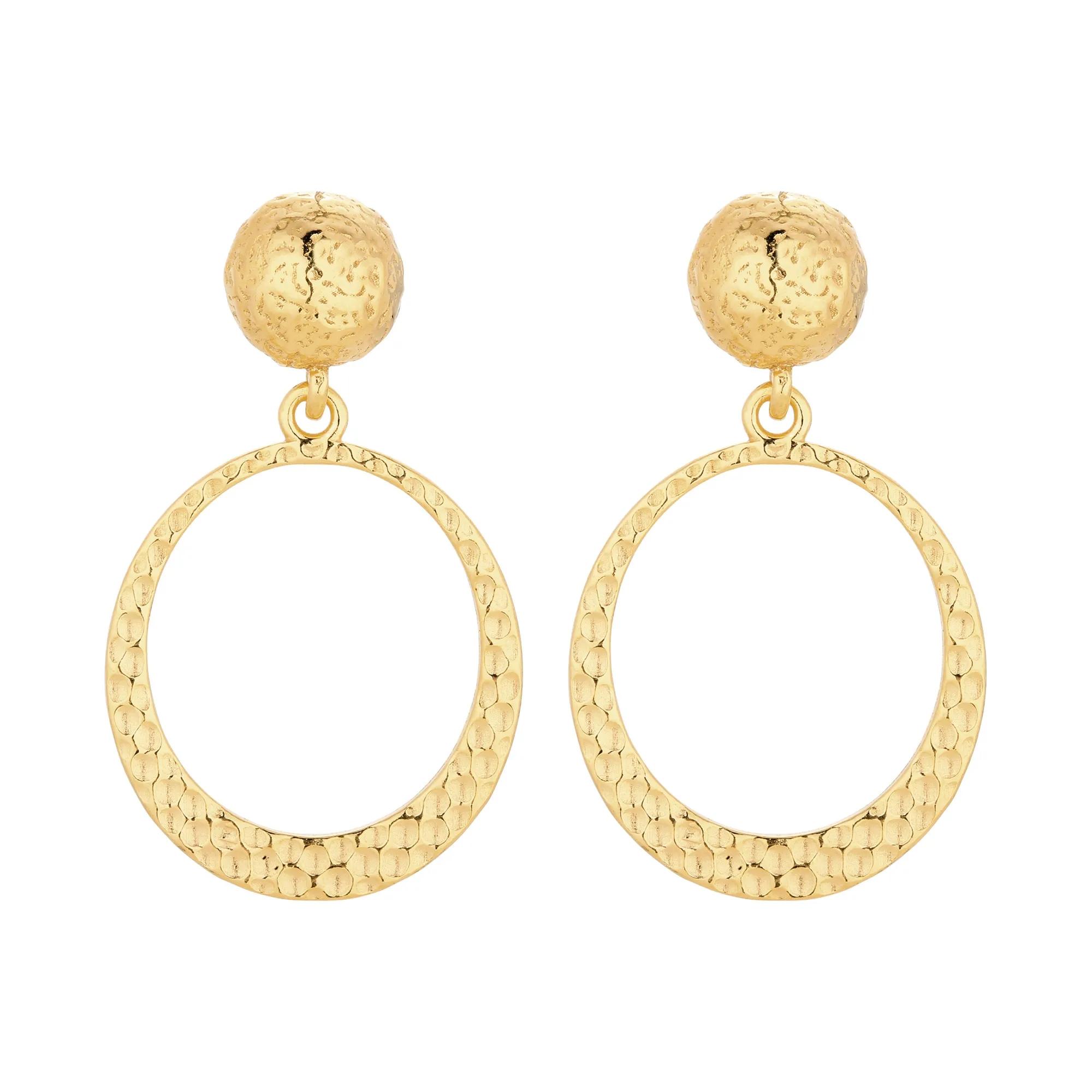 Złote kolczyki z młotkowanymi obręczami