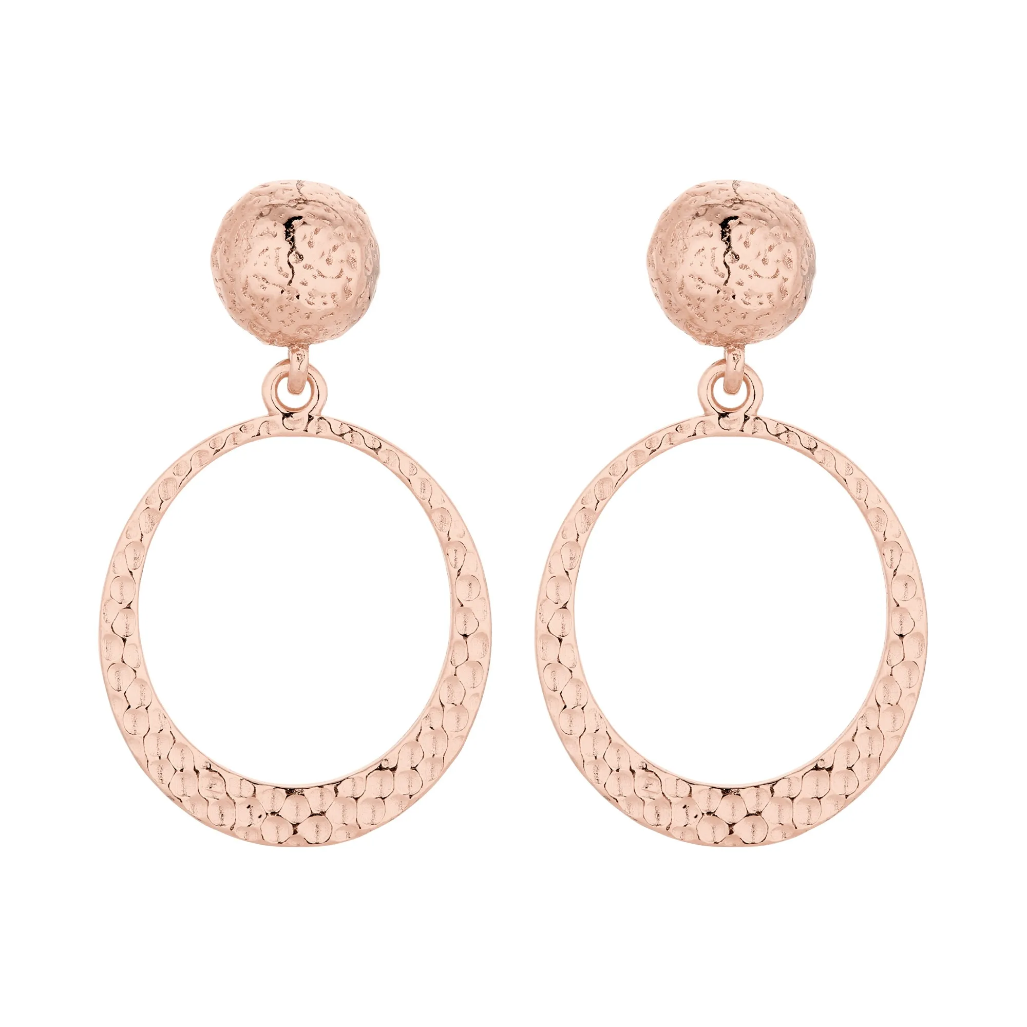 Kolczyki z młotkowanymi obręczami z różowego złota