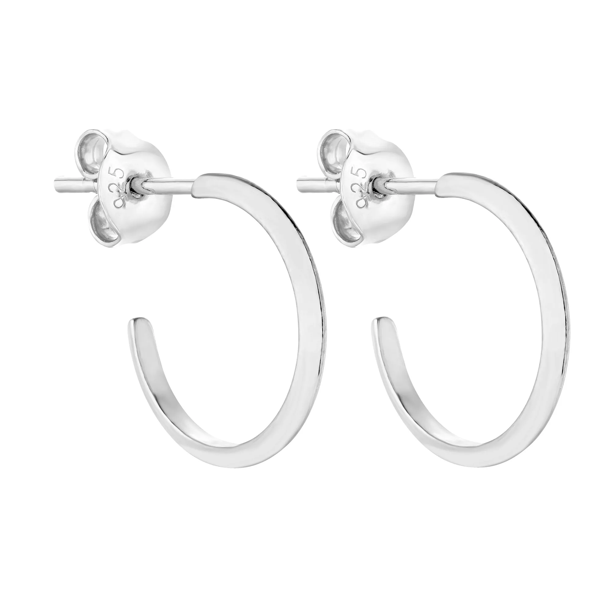 Srebrne gładkie kolczyki półkola