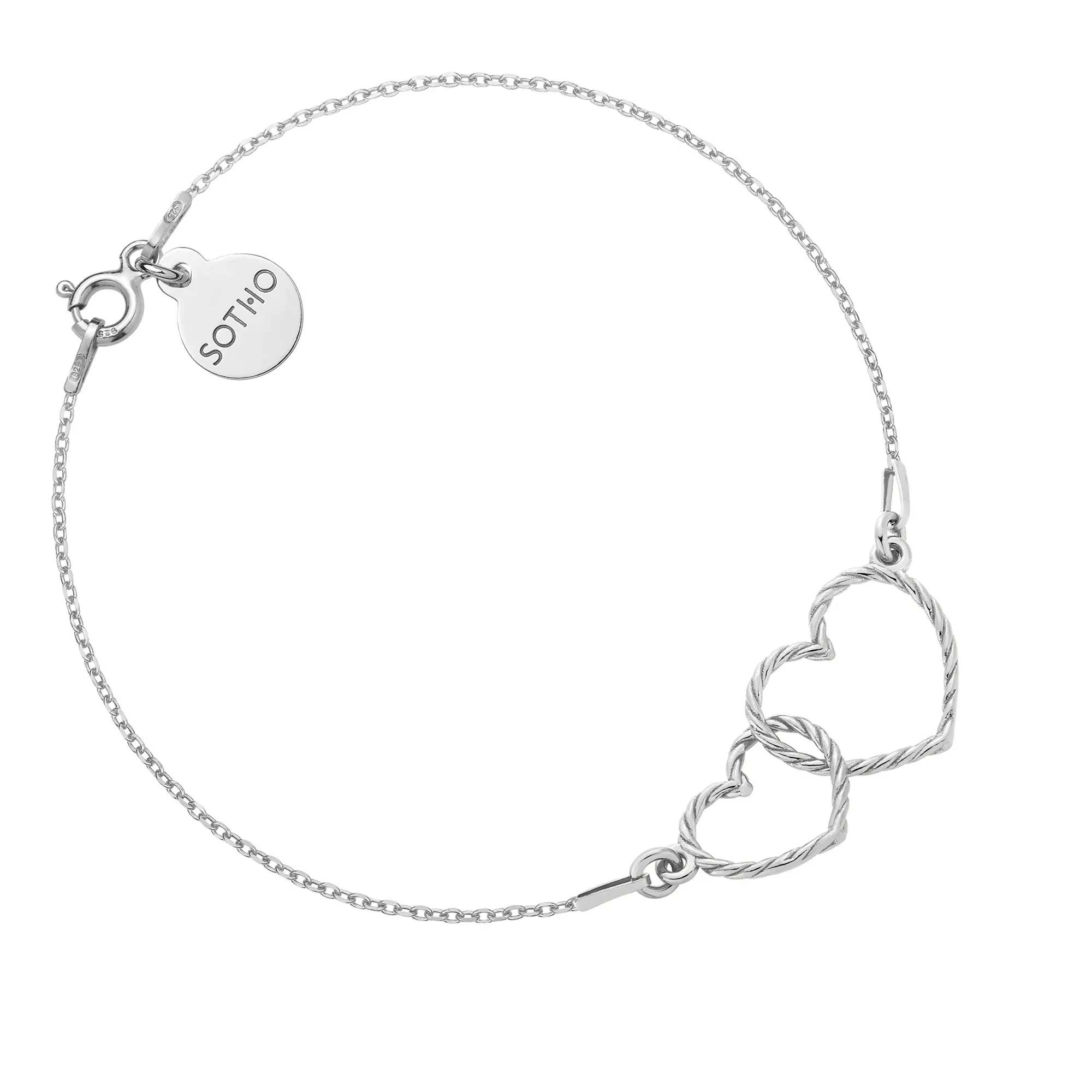 Srebrna bransoletka z dwoma sercami