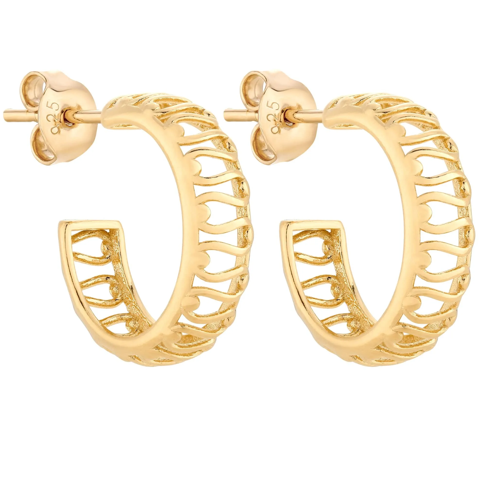 Złote ażurowe kolczyki