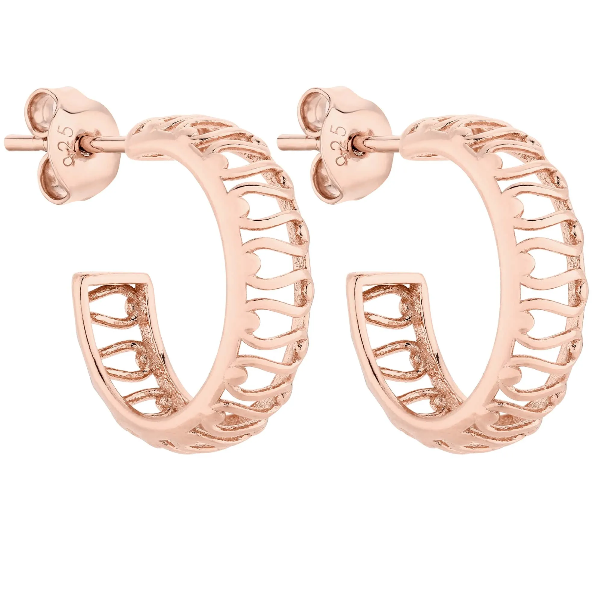 Ażurowe kolczyki z różowego złota