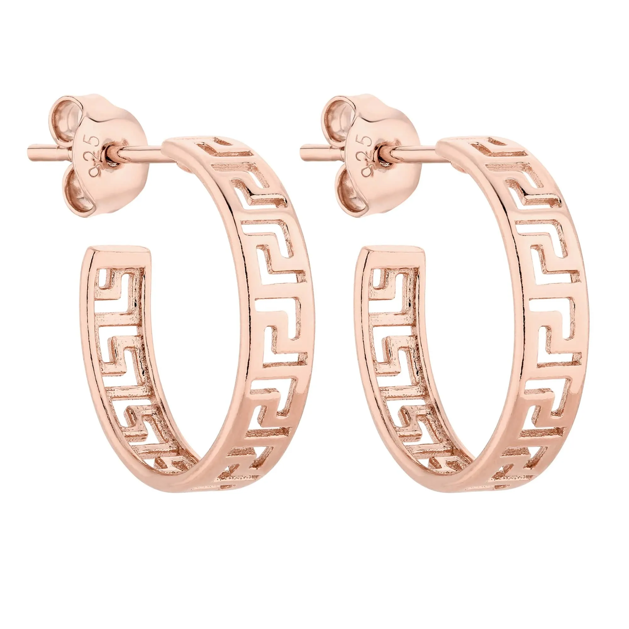 Kolczyki z różowego złota z greckim wzorem