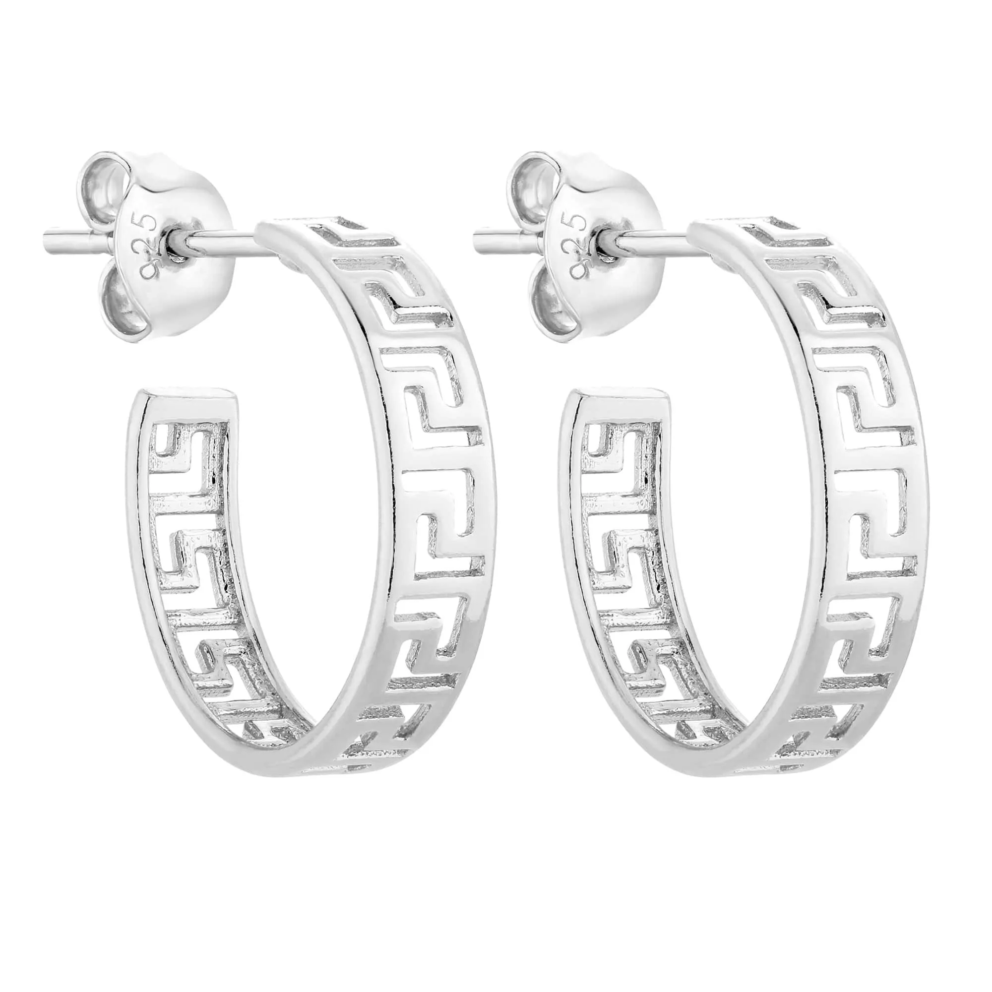 Srebrne kolczyki z greckim wzorem