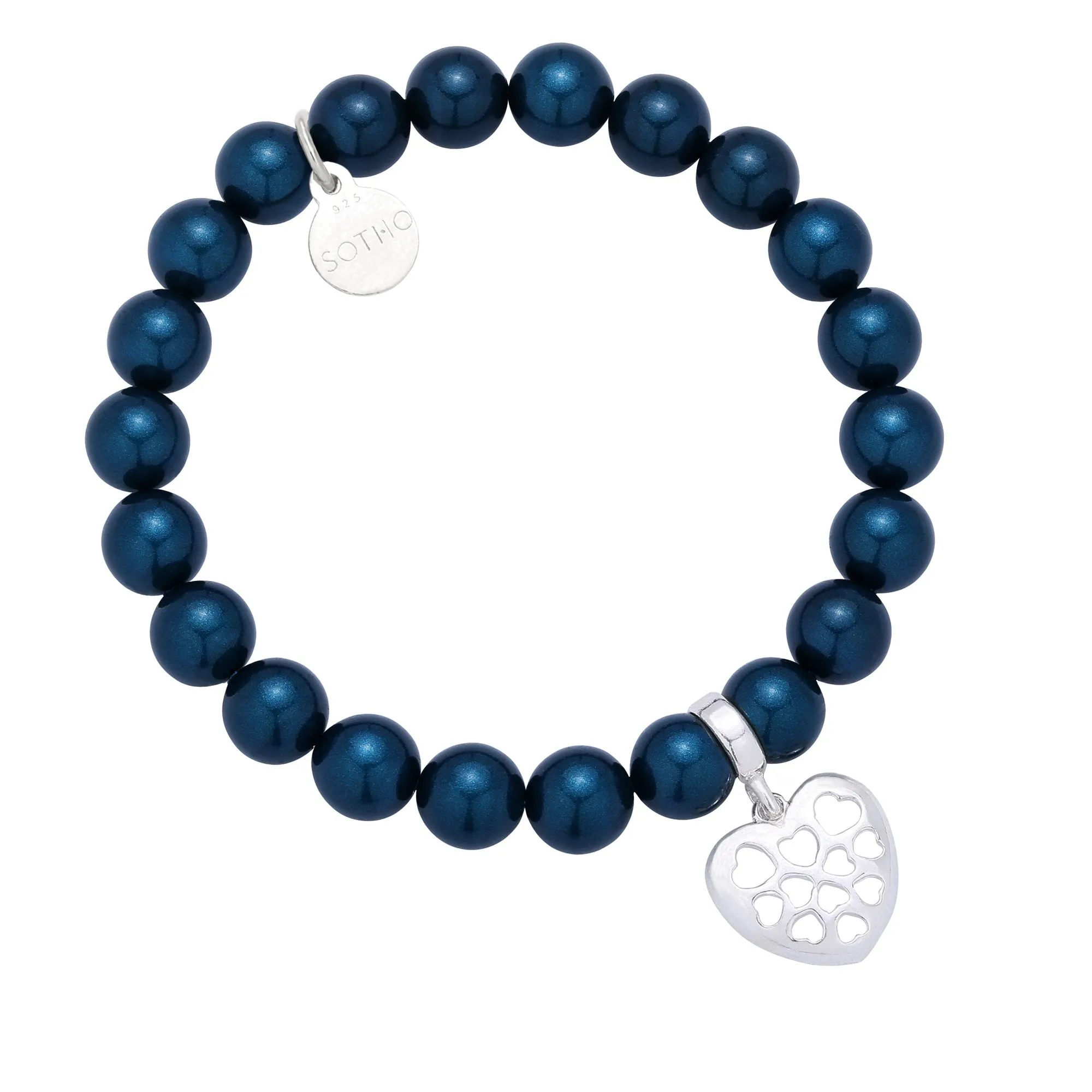 Morska bransoletka perły SWAROVSKI® CRYSTAL ze srebrnym serduszkiem