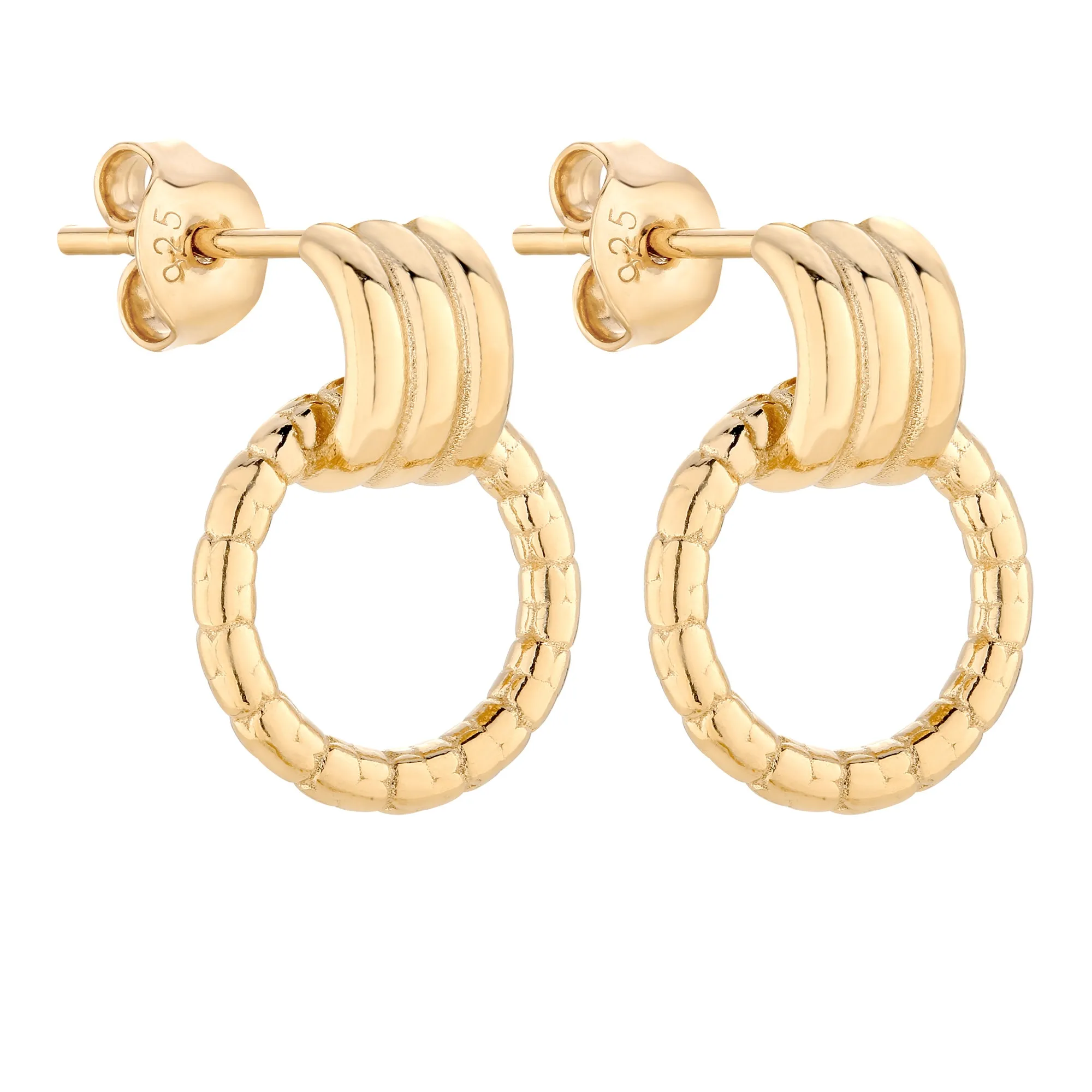 Złote kolczyki ozdobne obręcze