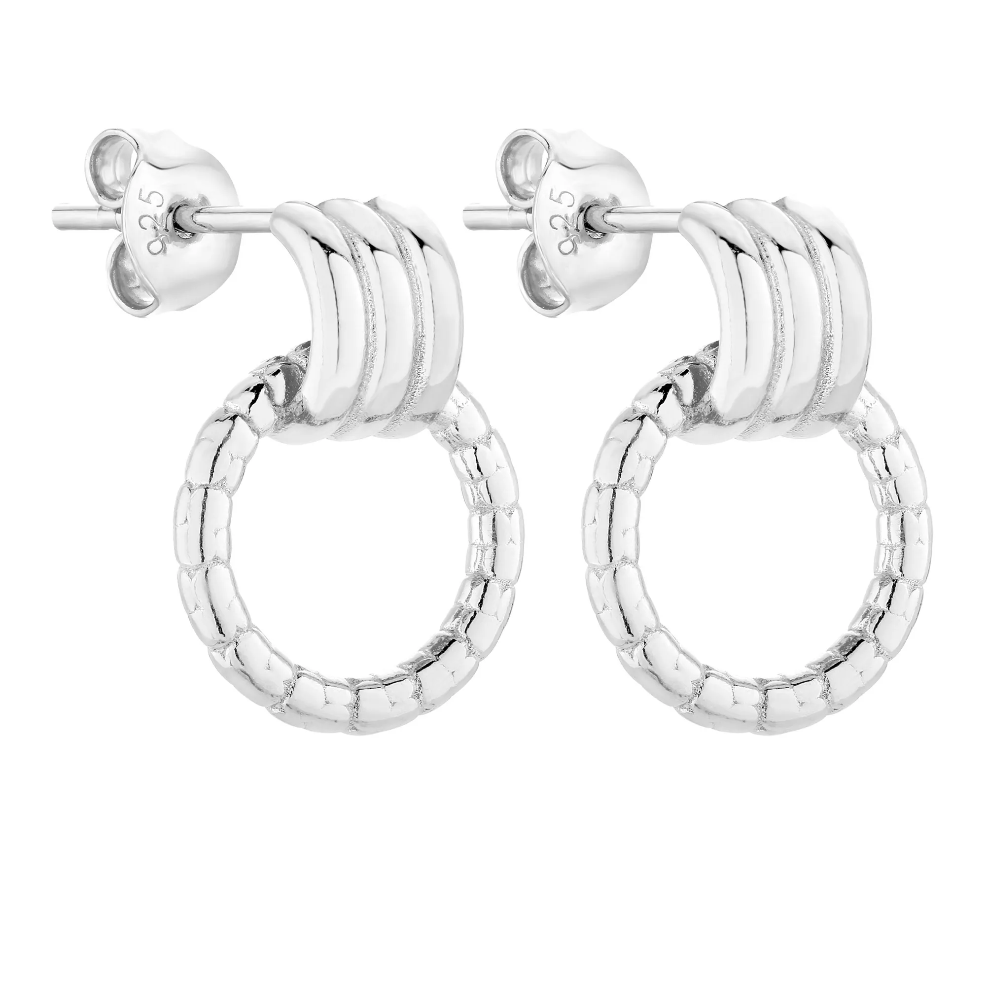 Srebrne kolczyki ozdobne obręcze