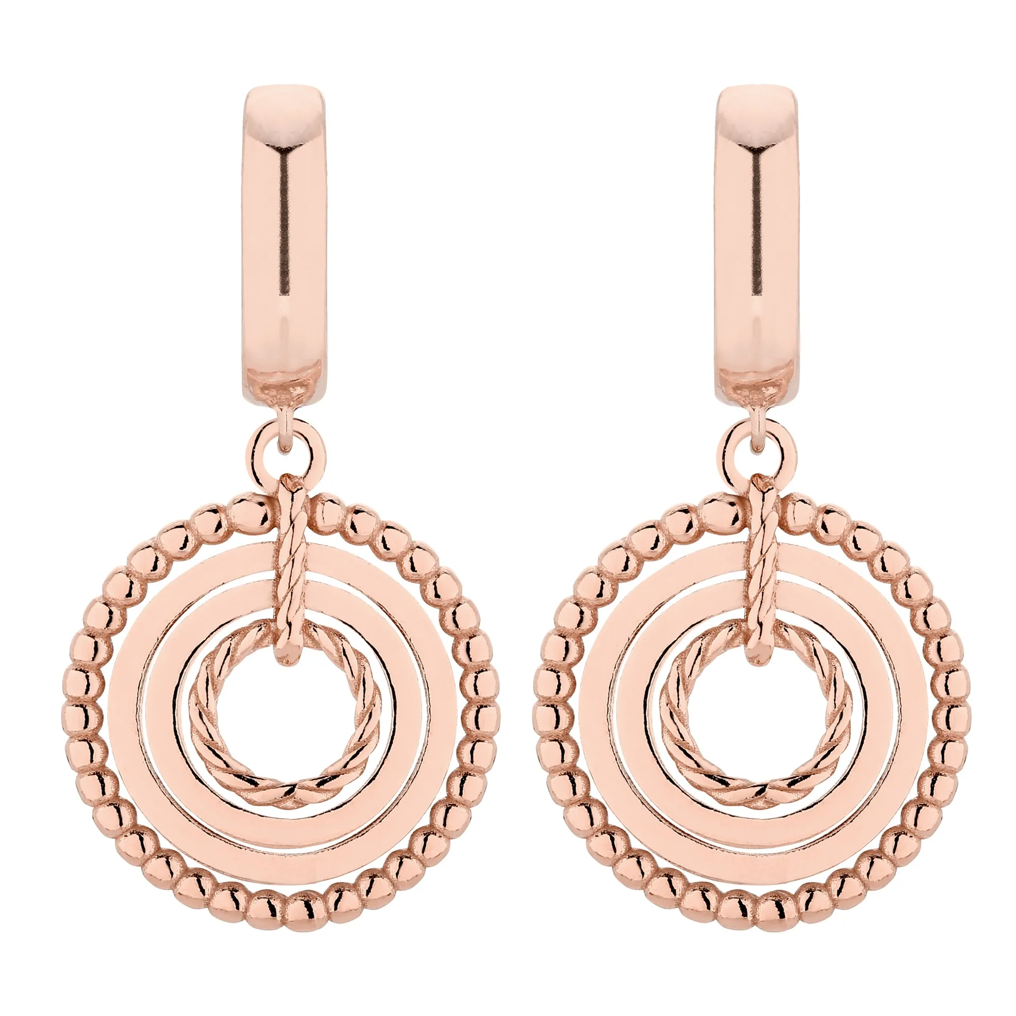 Kolczyki z ozdobnymi zawieszkami z różowego złota