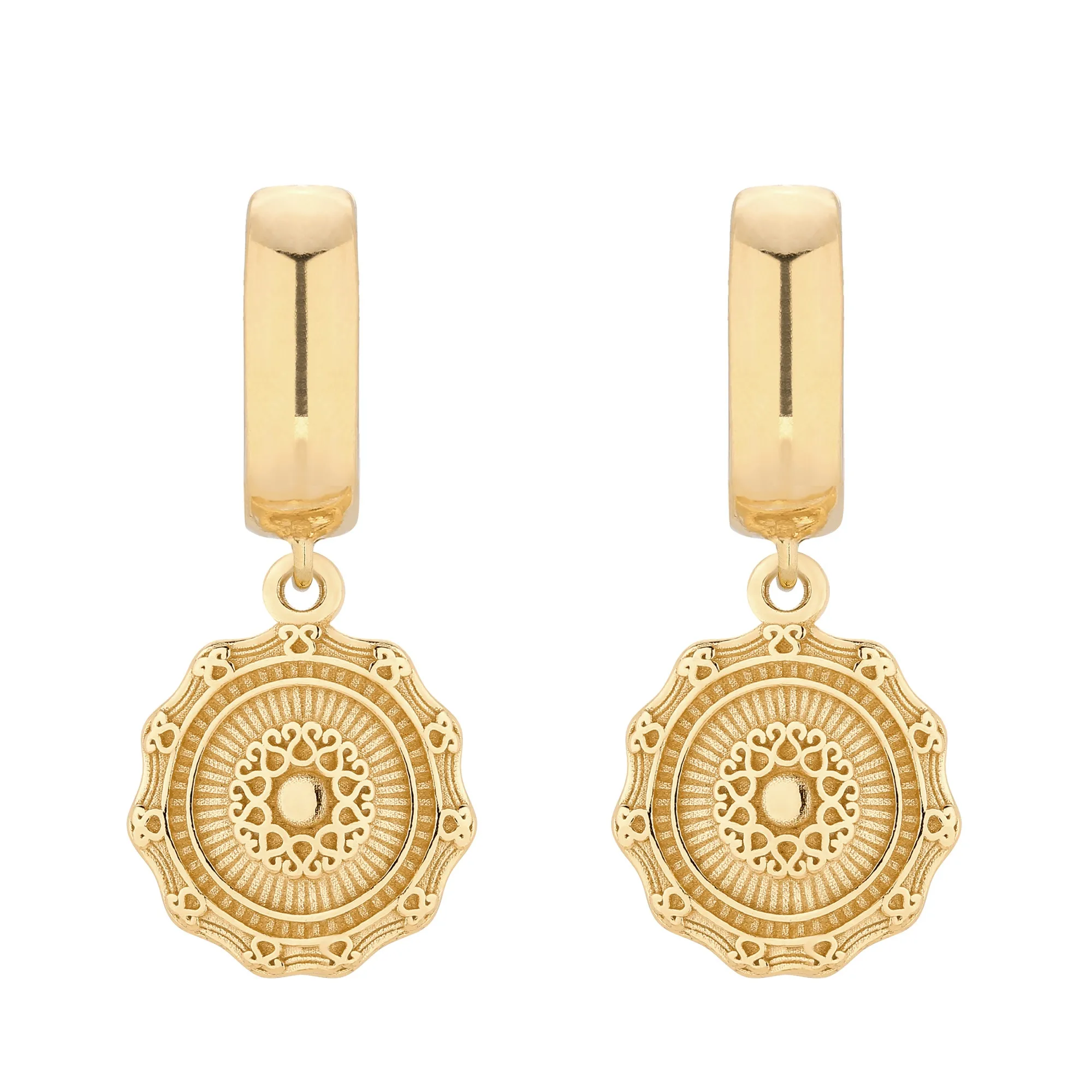 Złote kolczyki z medalionami