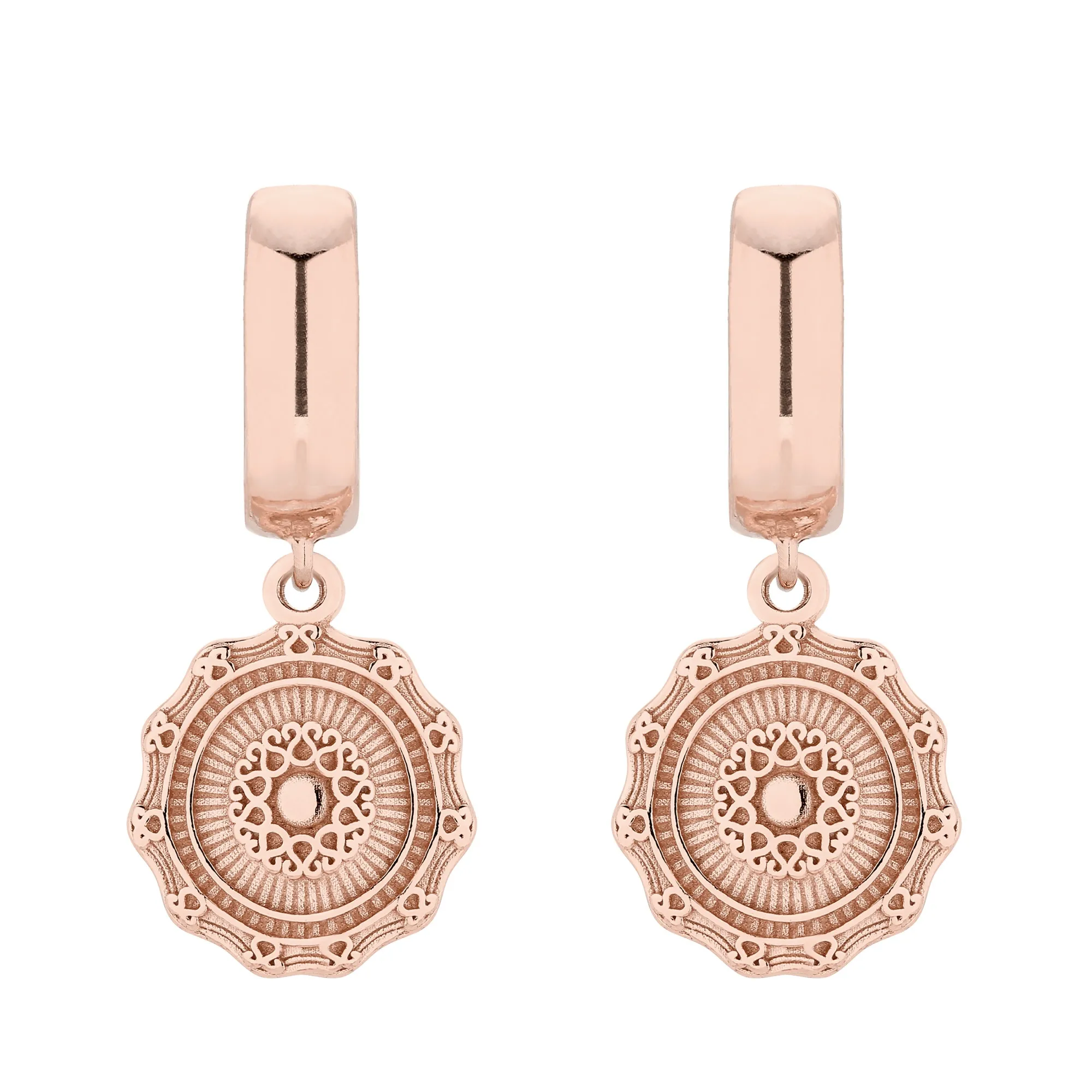 Kolczyki z medalionami z różowego złota