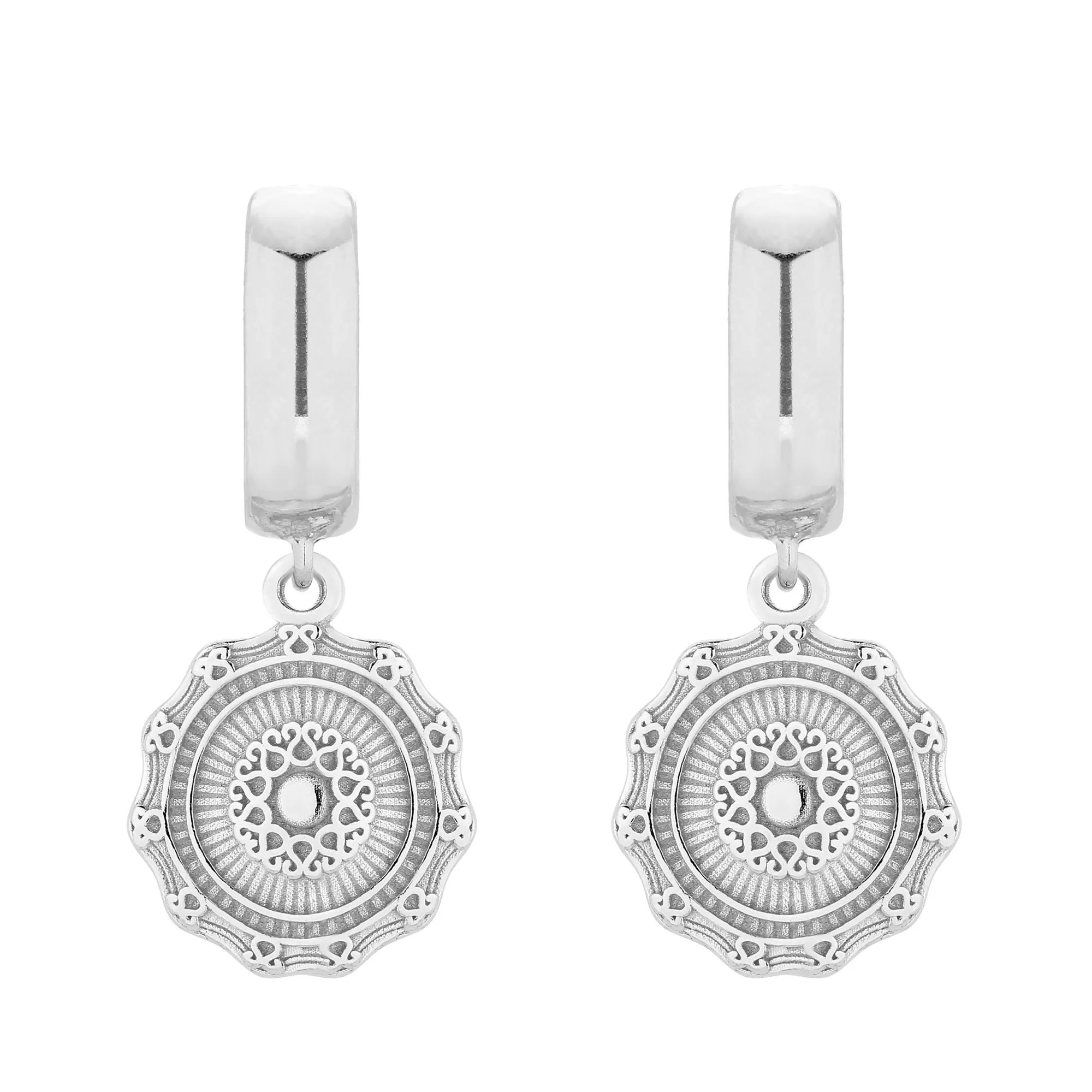 Srebrne kolczyki z medalionami