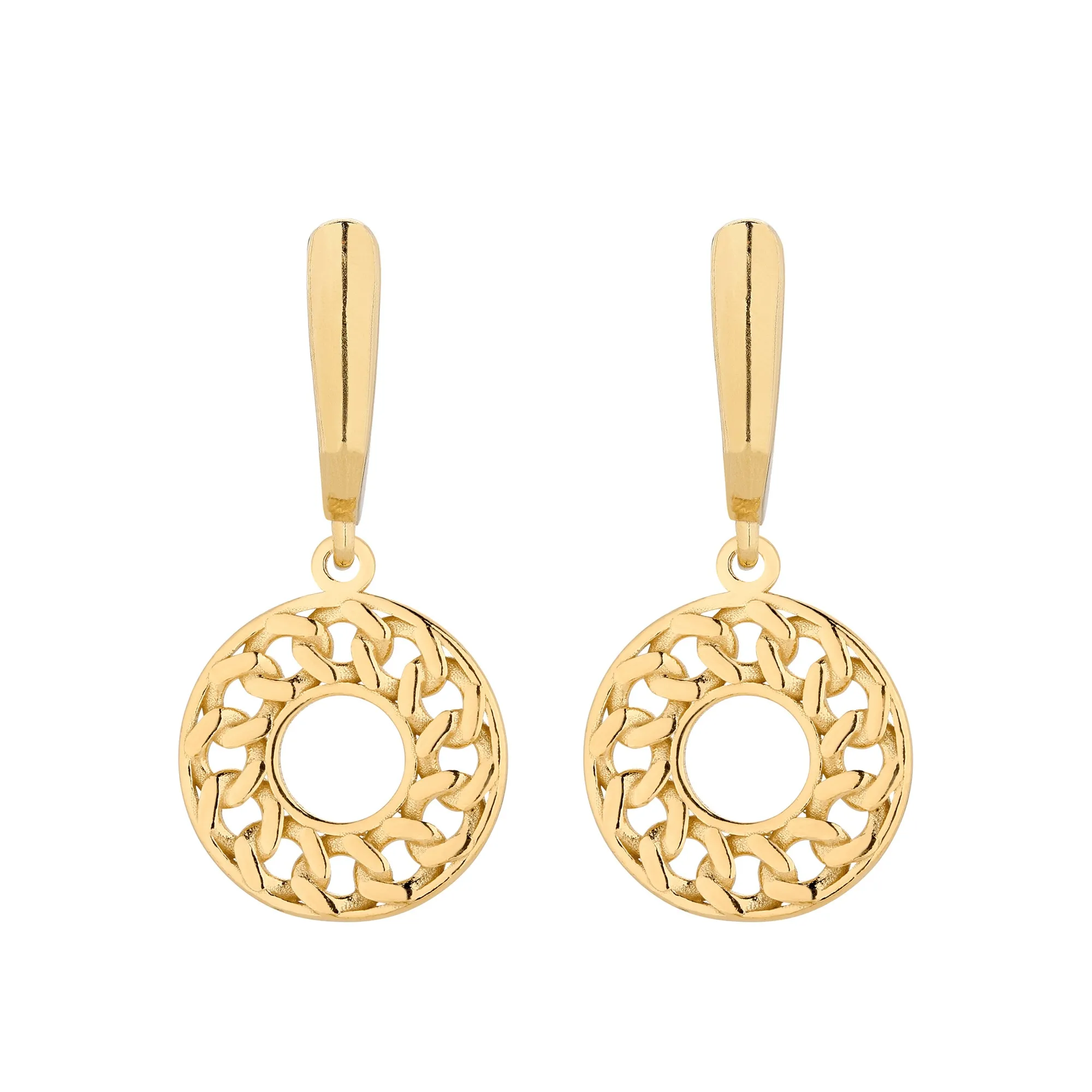 Złote kolczyki z ozdobnymi zawieszkami