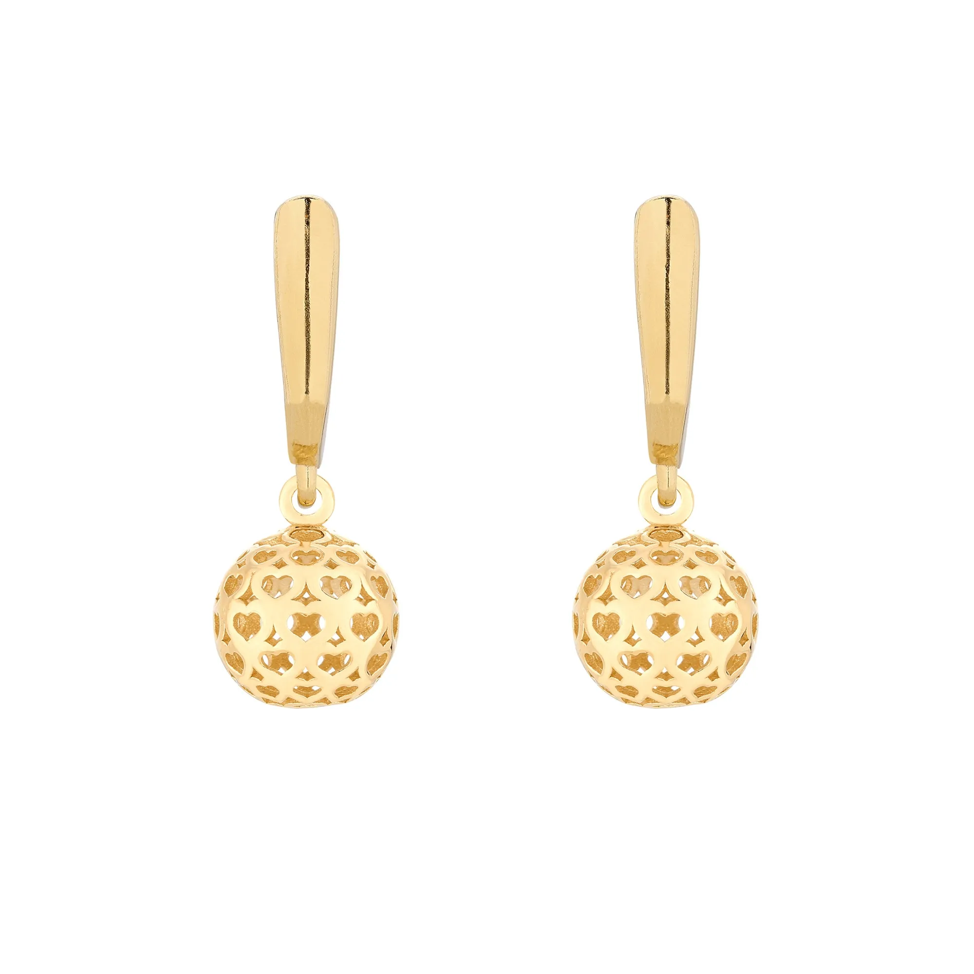 Złote kolczyki z kulkami w serca