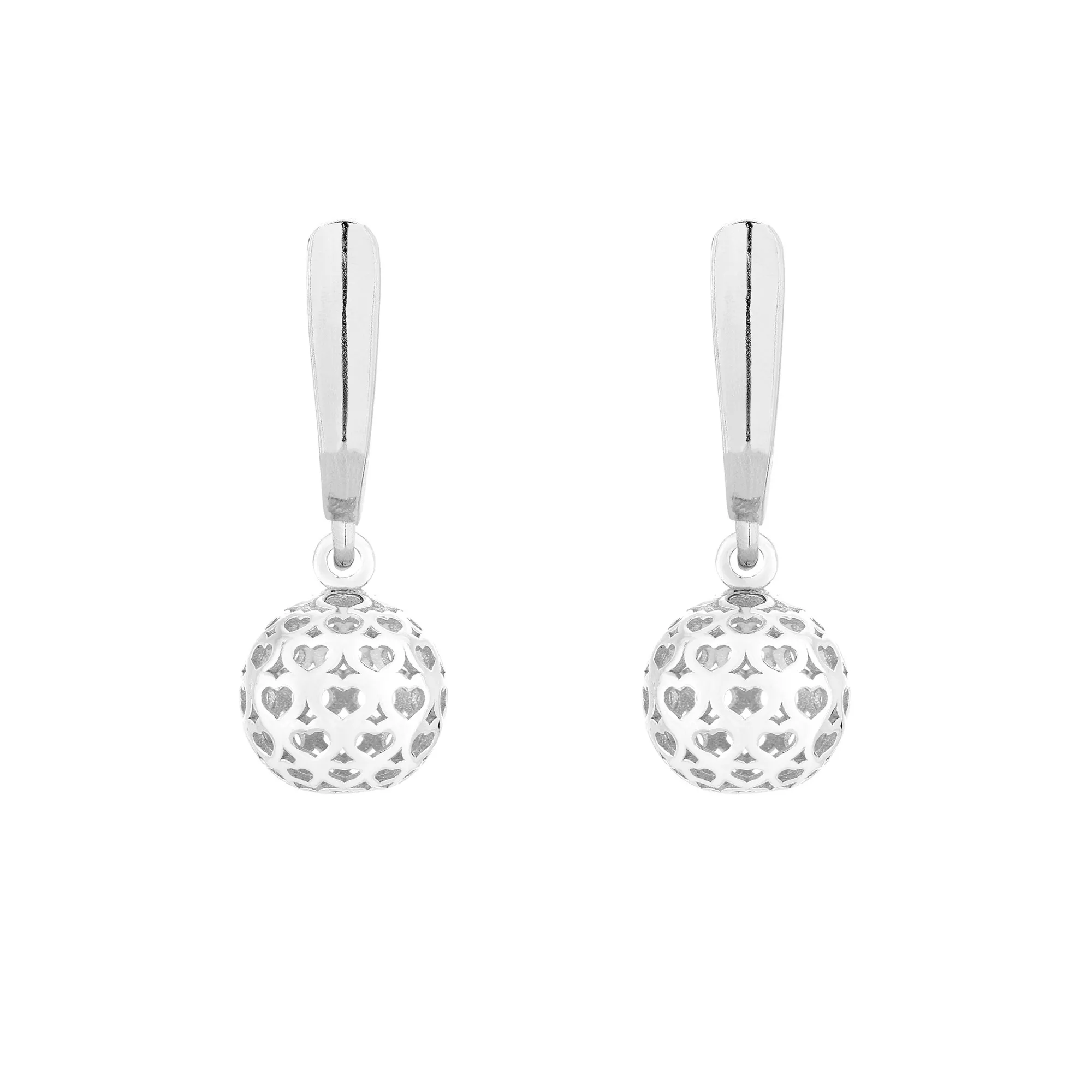 Srebrne kolczyki z kulkami w serca