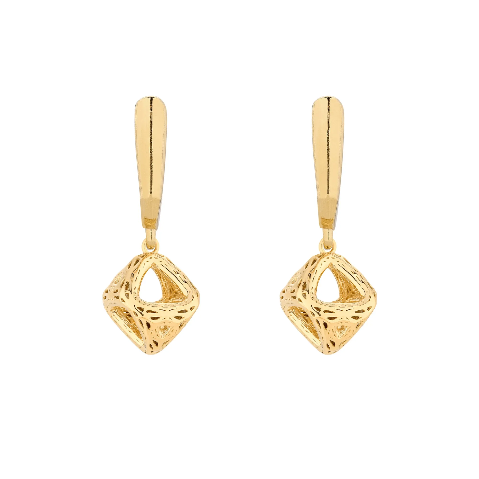 Złote kolczyki z ażurowymi zawieszkami