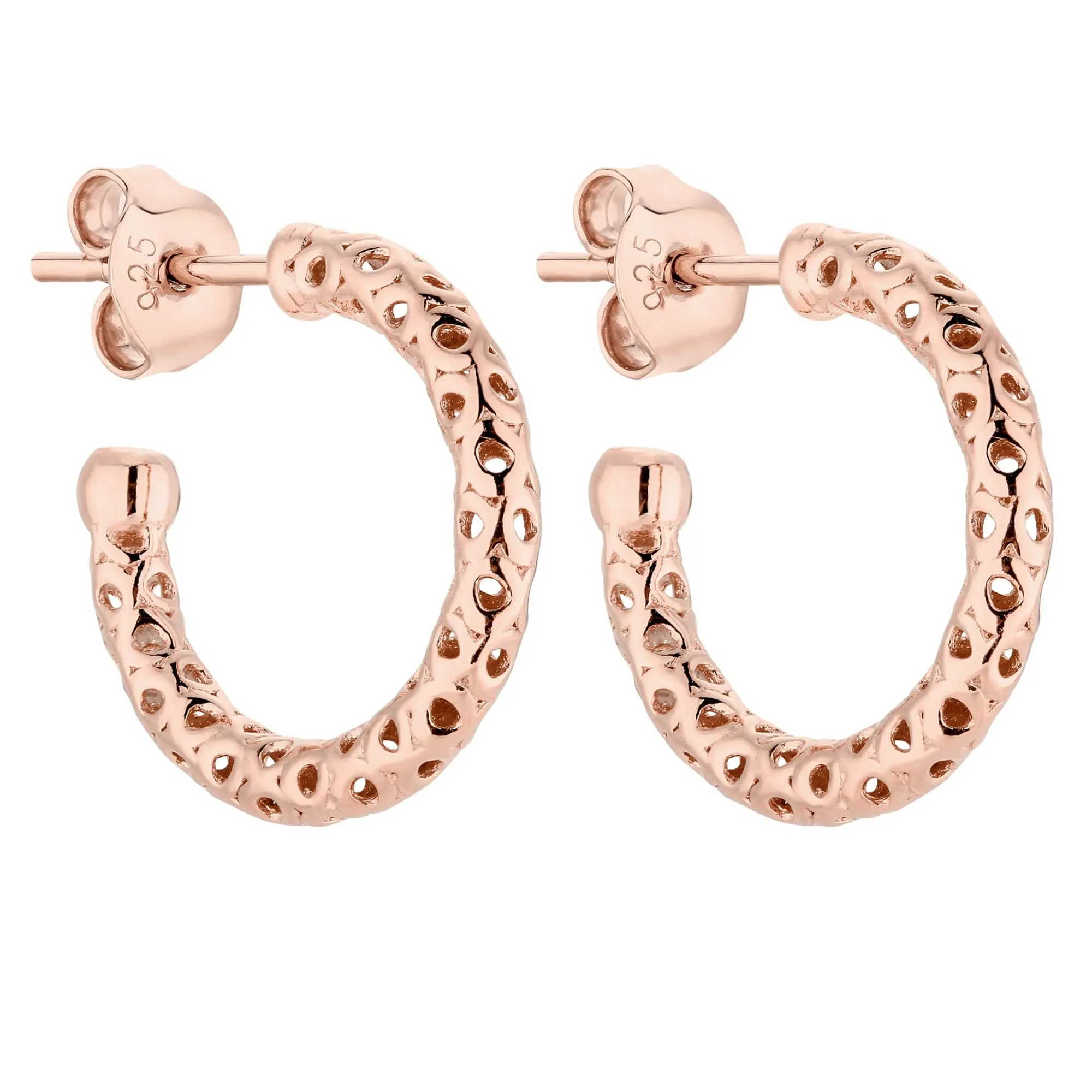 Ażurowe kolczyki z różowego złota
