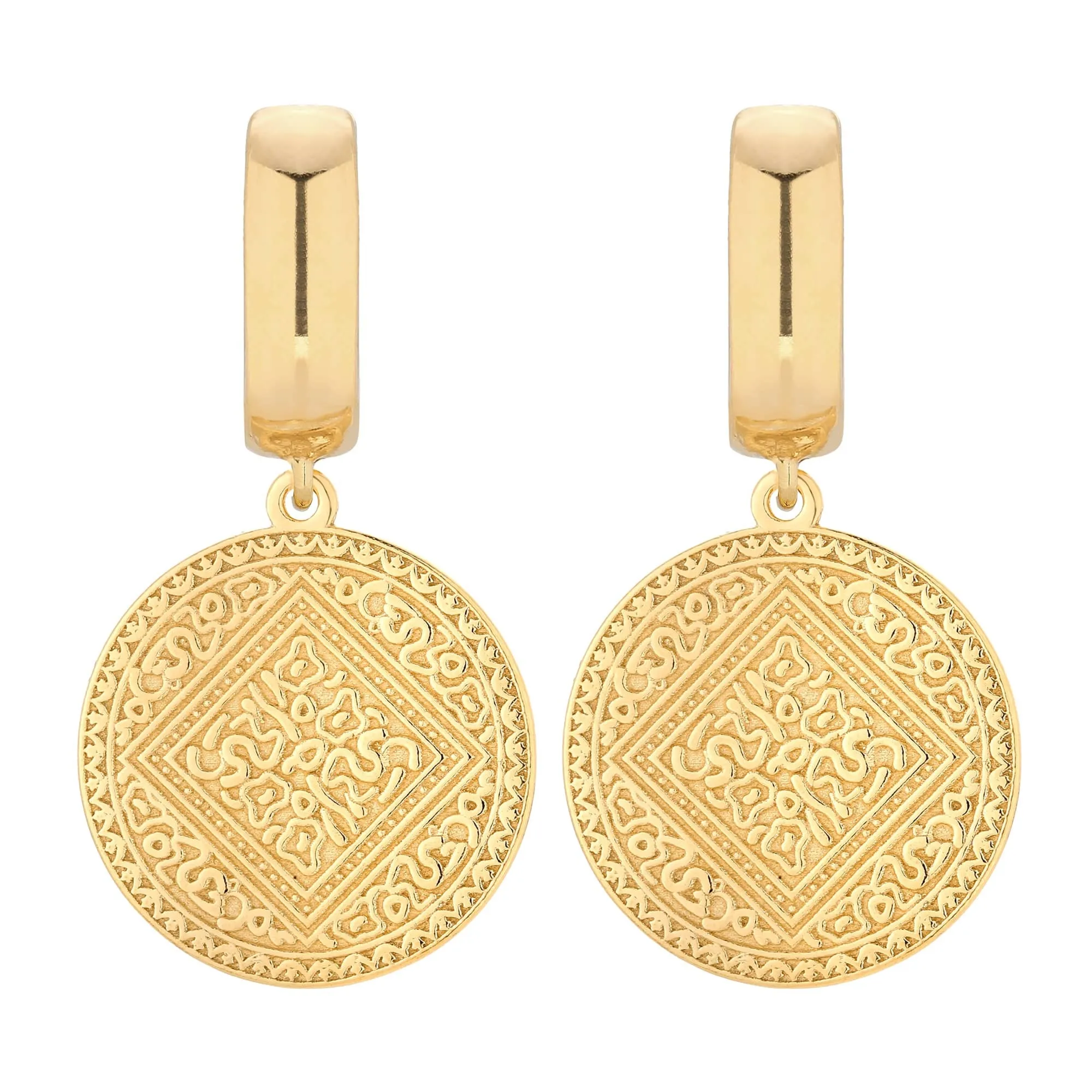 Złote kolczyki z medalionami