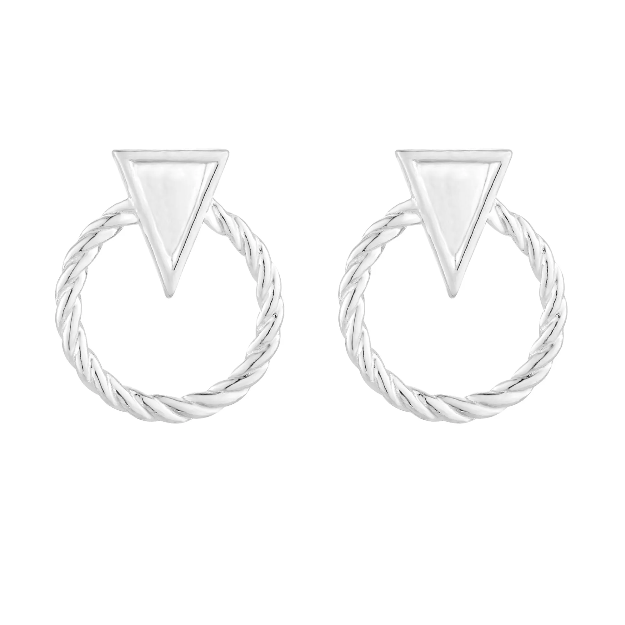 Srebrne kolczyki obręcze z trójkątem