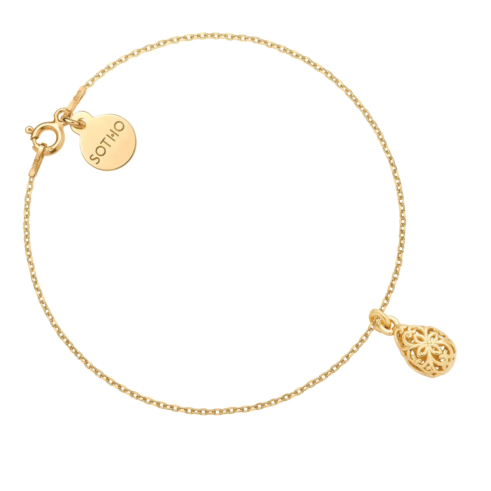 Złota bransoletka z ażurową łezką