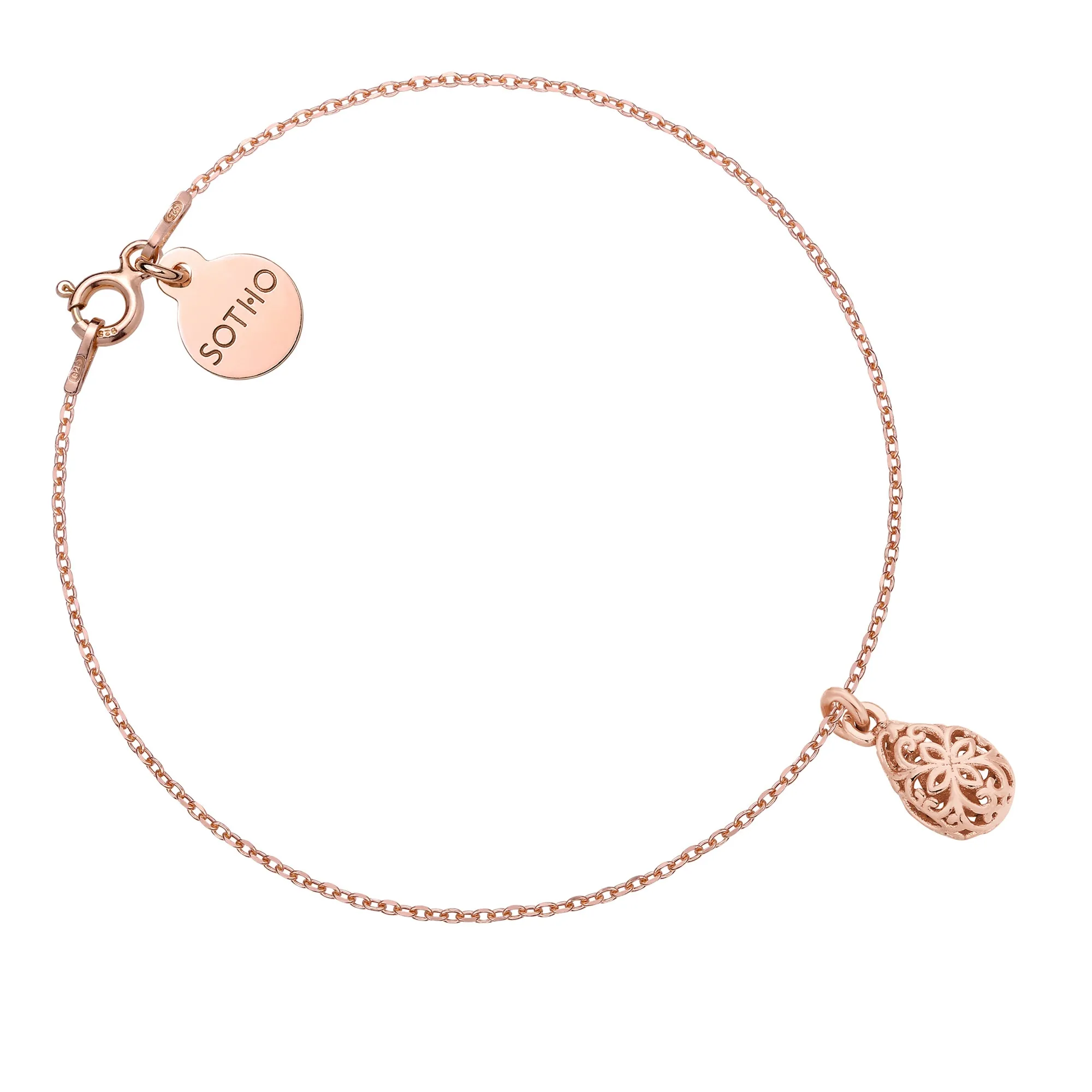 Bransoletka z ażurową łezką z różowego złota