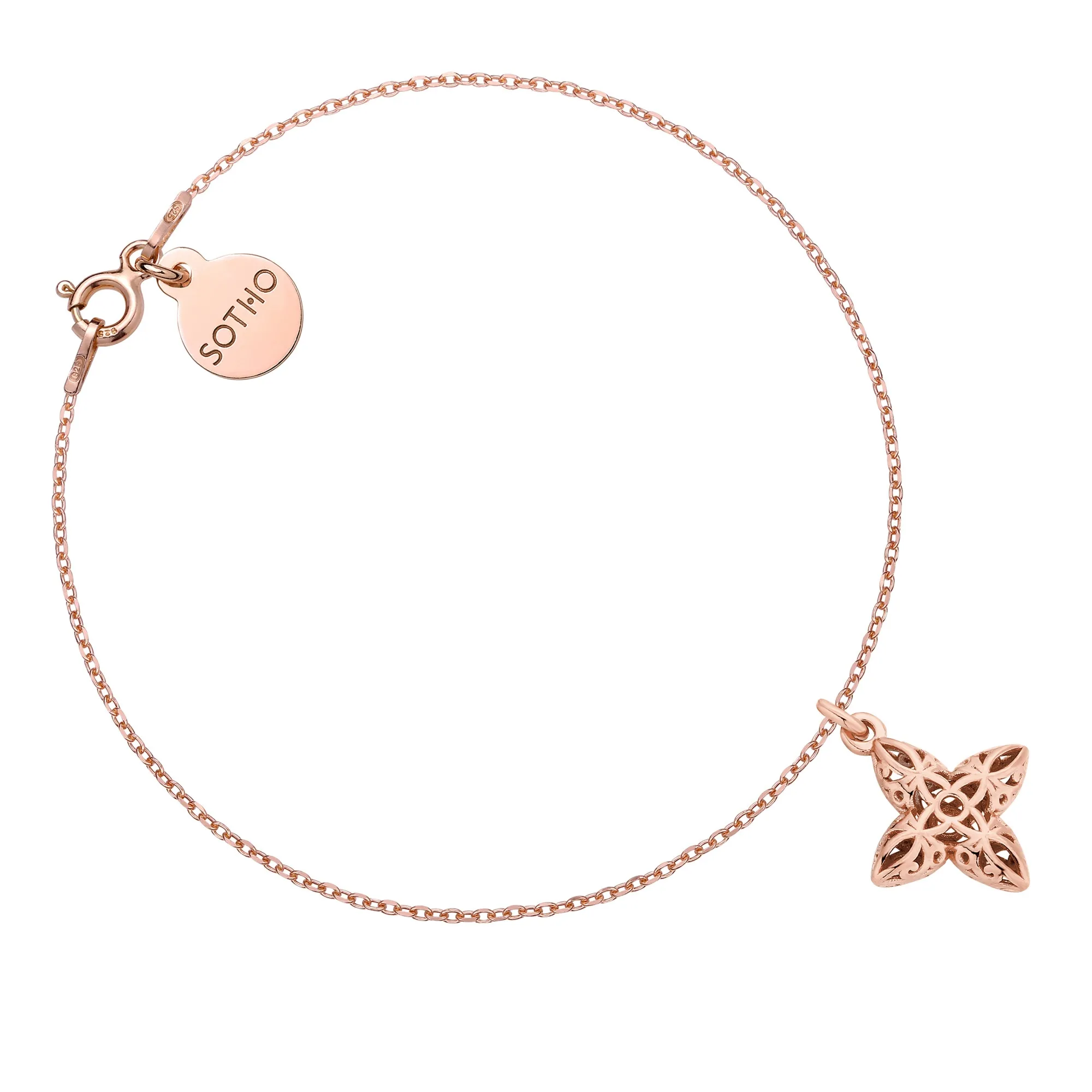 Bransoletka z ażurowym kwiatkiem z różowego złota