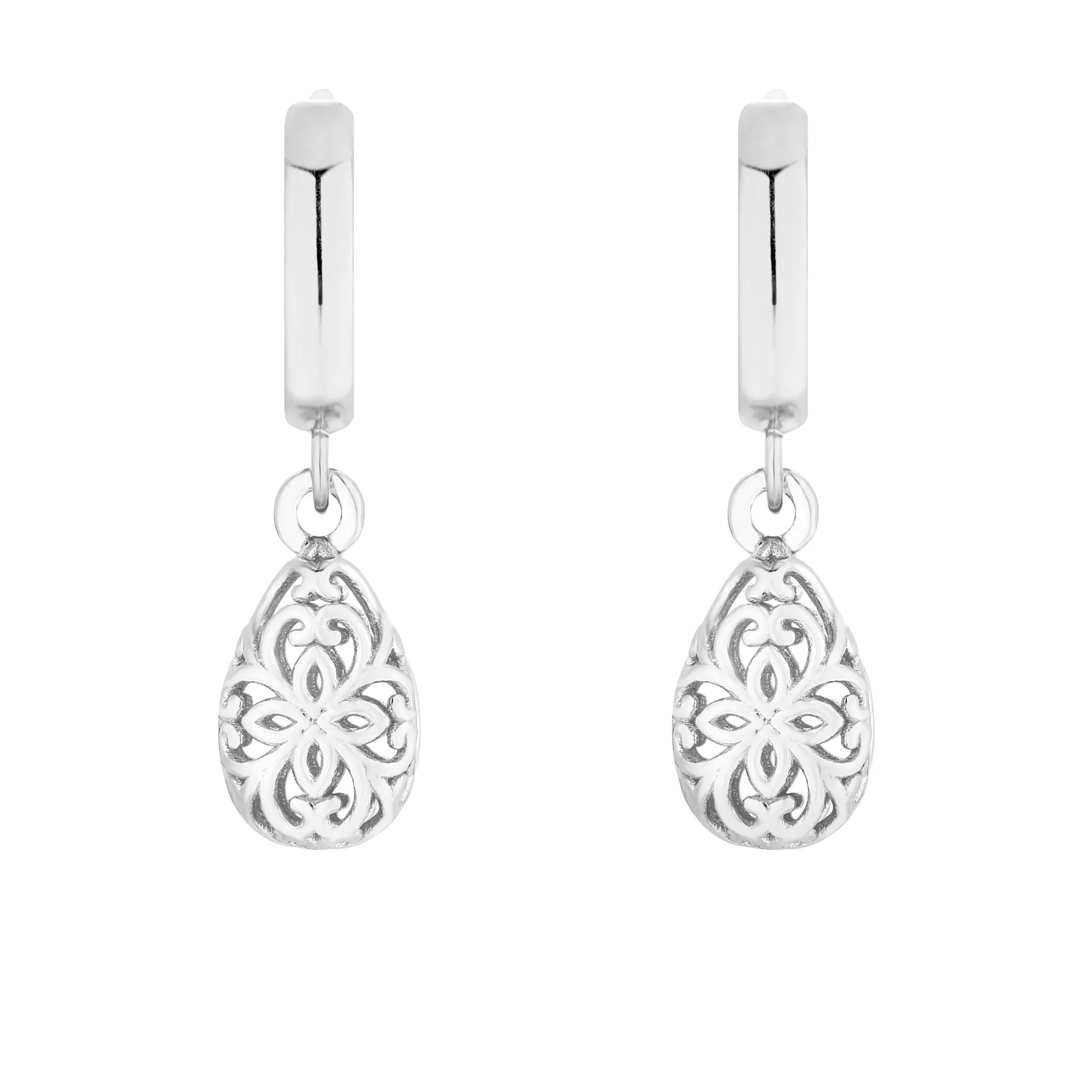 Srebrne kolczyki z ażurowymi łezkami