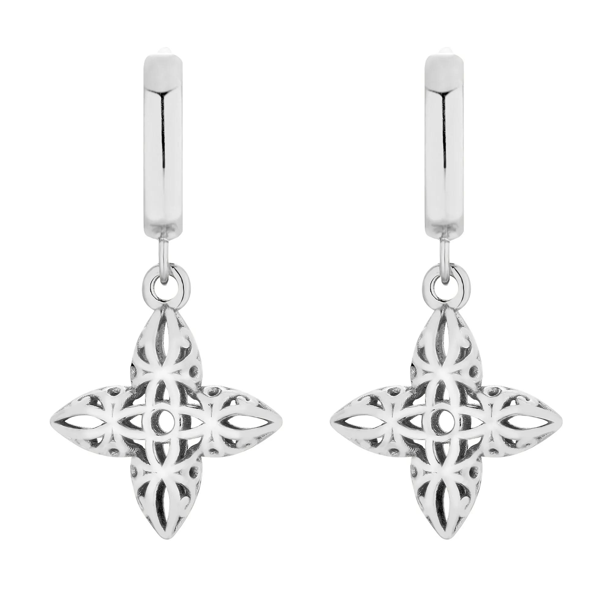 Srebrne kolczyki z ażurowymi kwiatkami