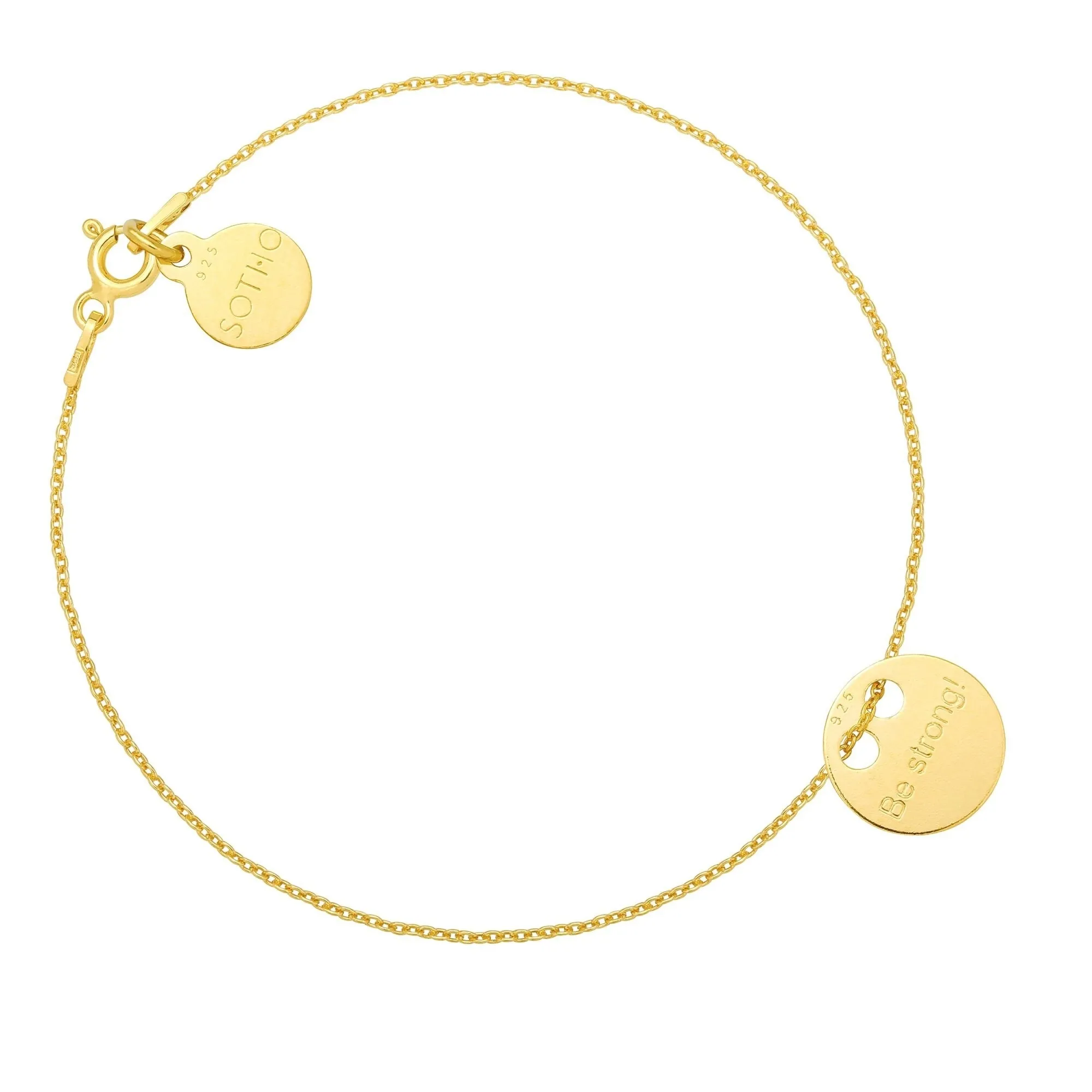 Złota bransoletka z pełną karmą Be strong!