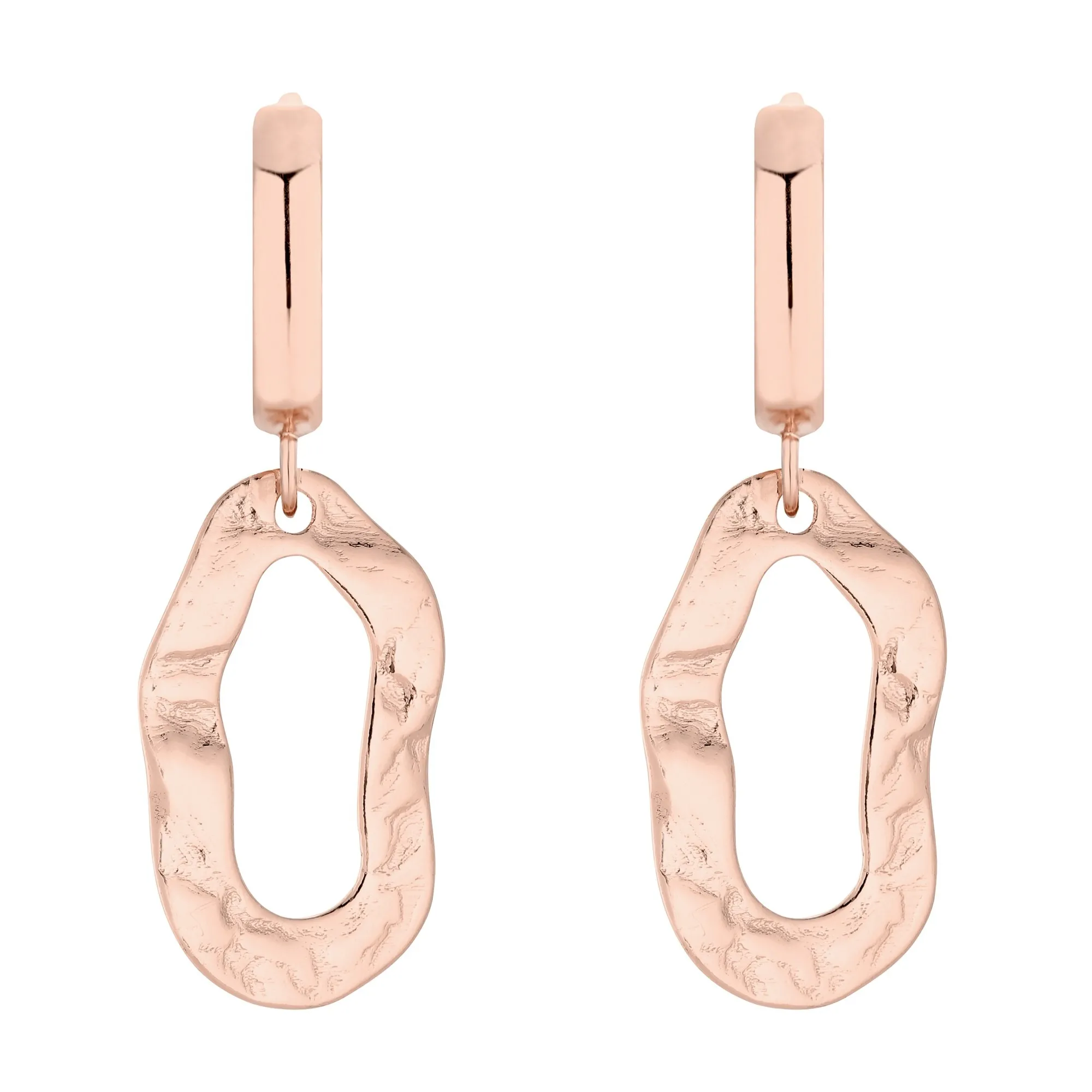 Kolczyki z nieregularnymi zawieszkami z różowego złota