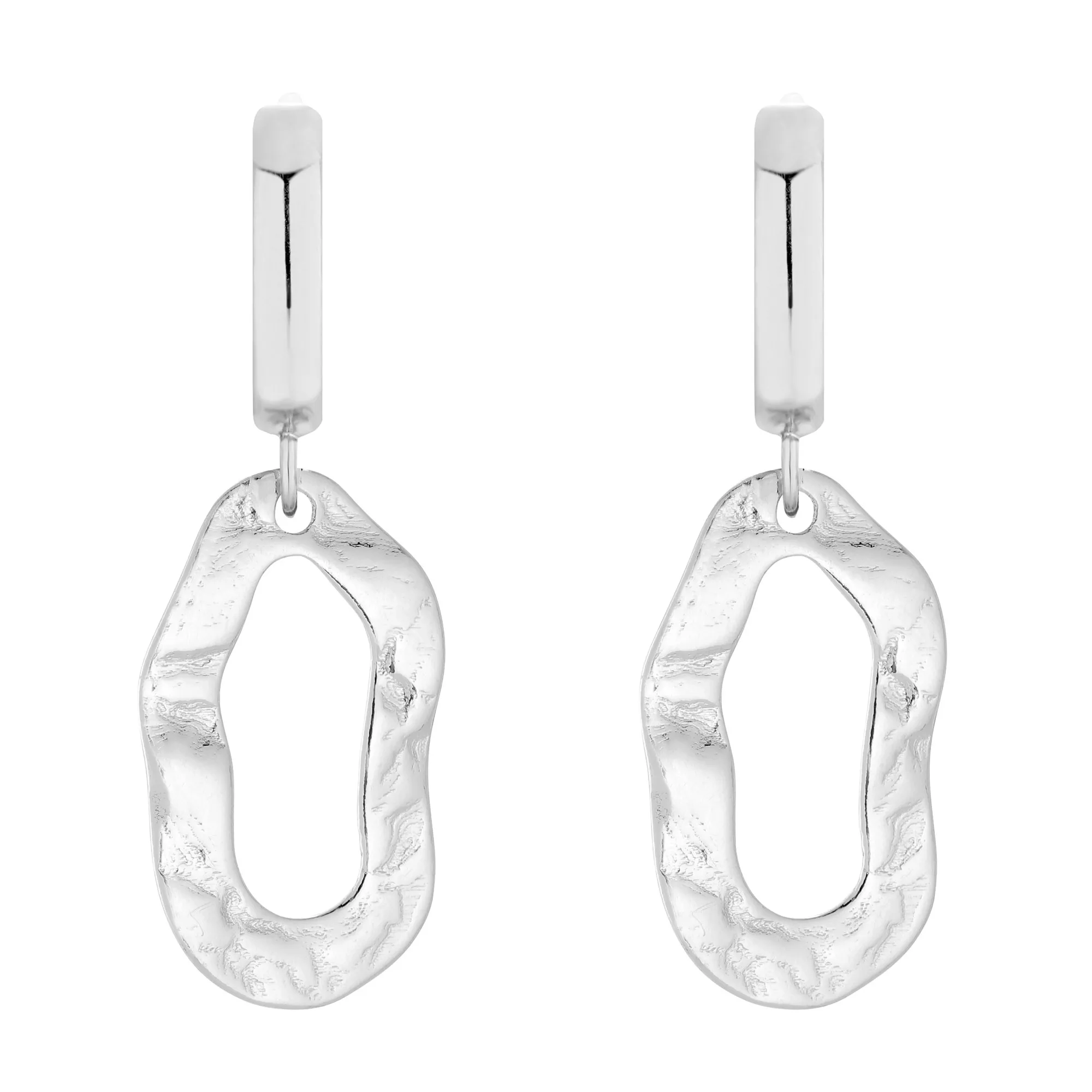Srebrne kolczyki z nieregularnymi zawieszkami