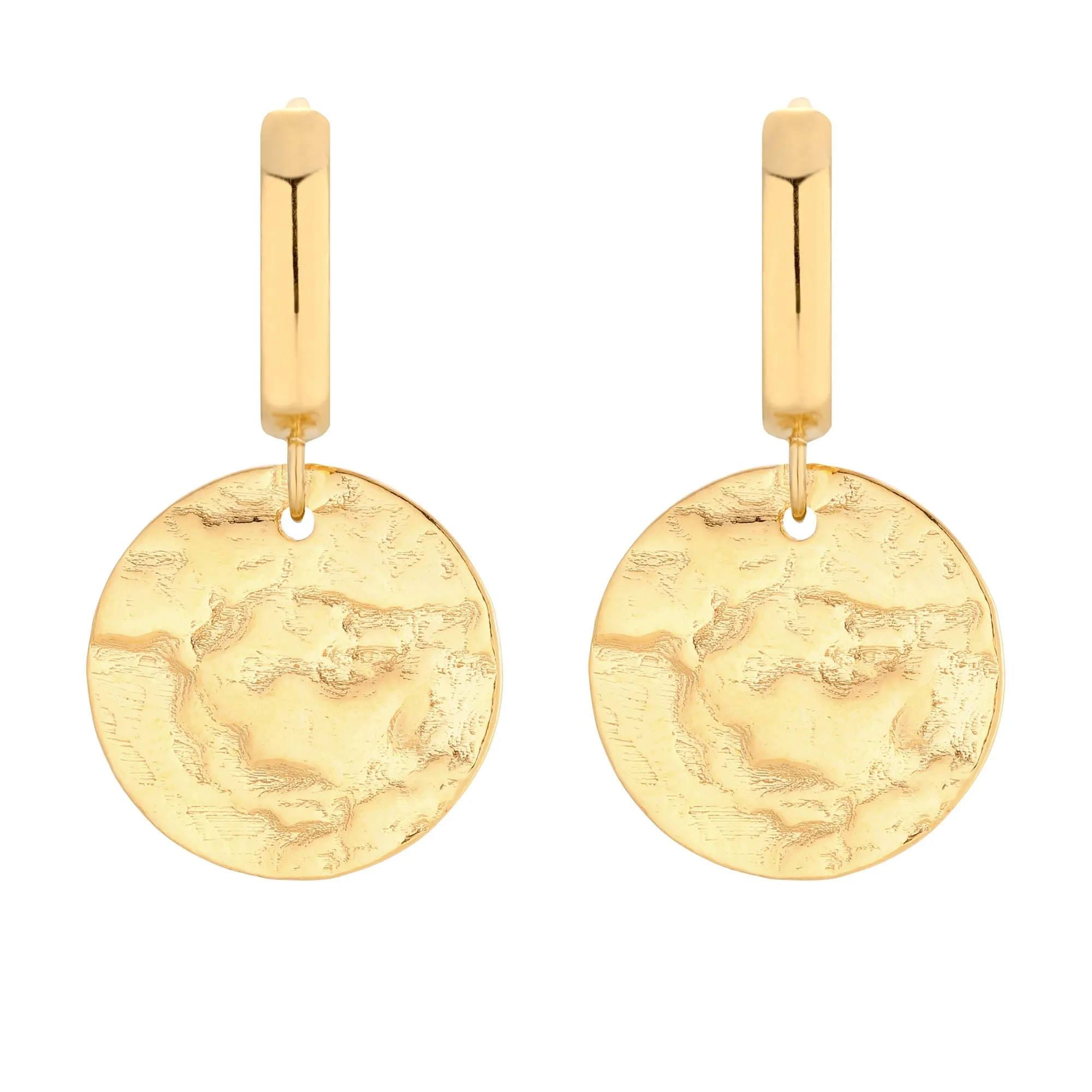 Złote kolczyki z nieregularnymi kołami