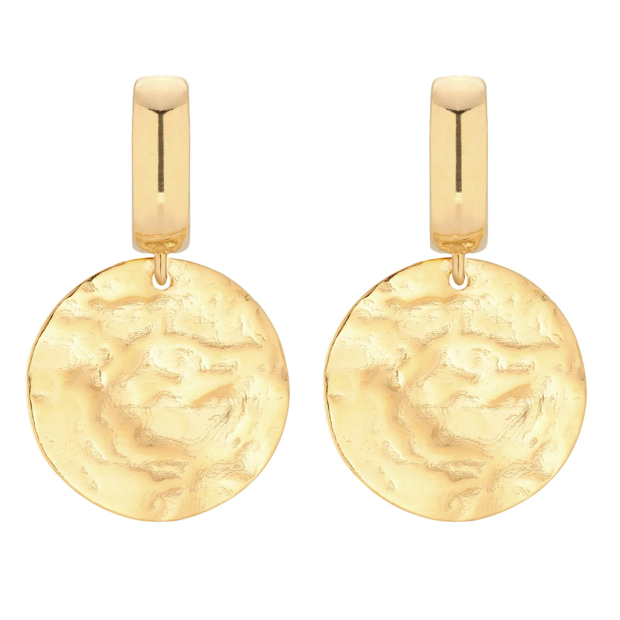 Złote kolczyki z nieregularnymi dużymi kołami
