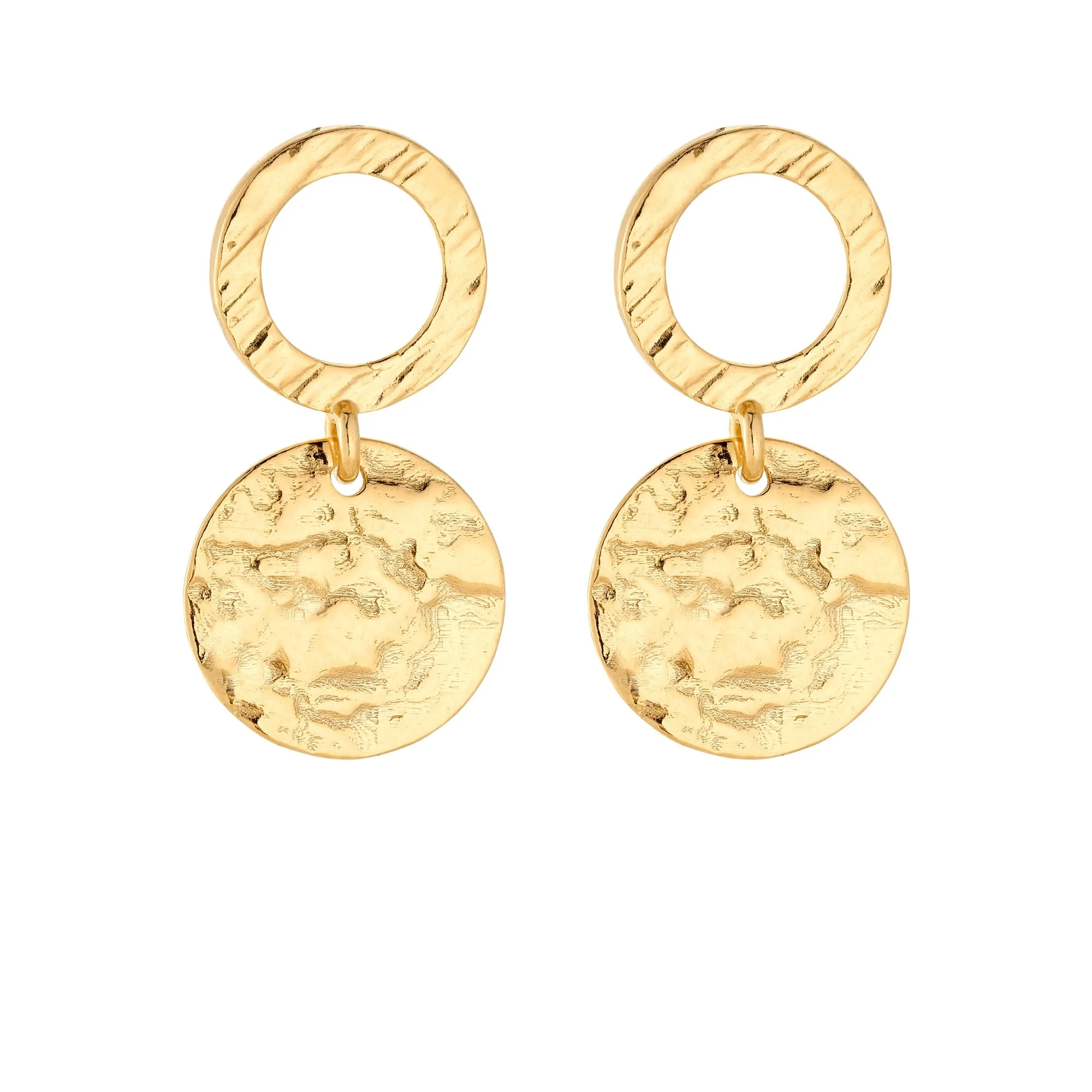 Złote kolczyki z nieregularnymi kołami
